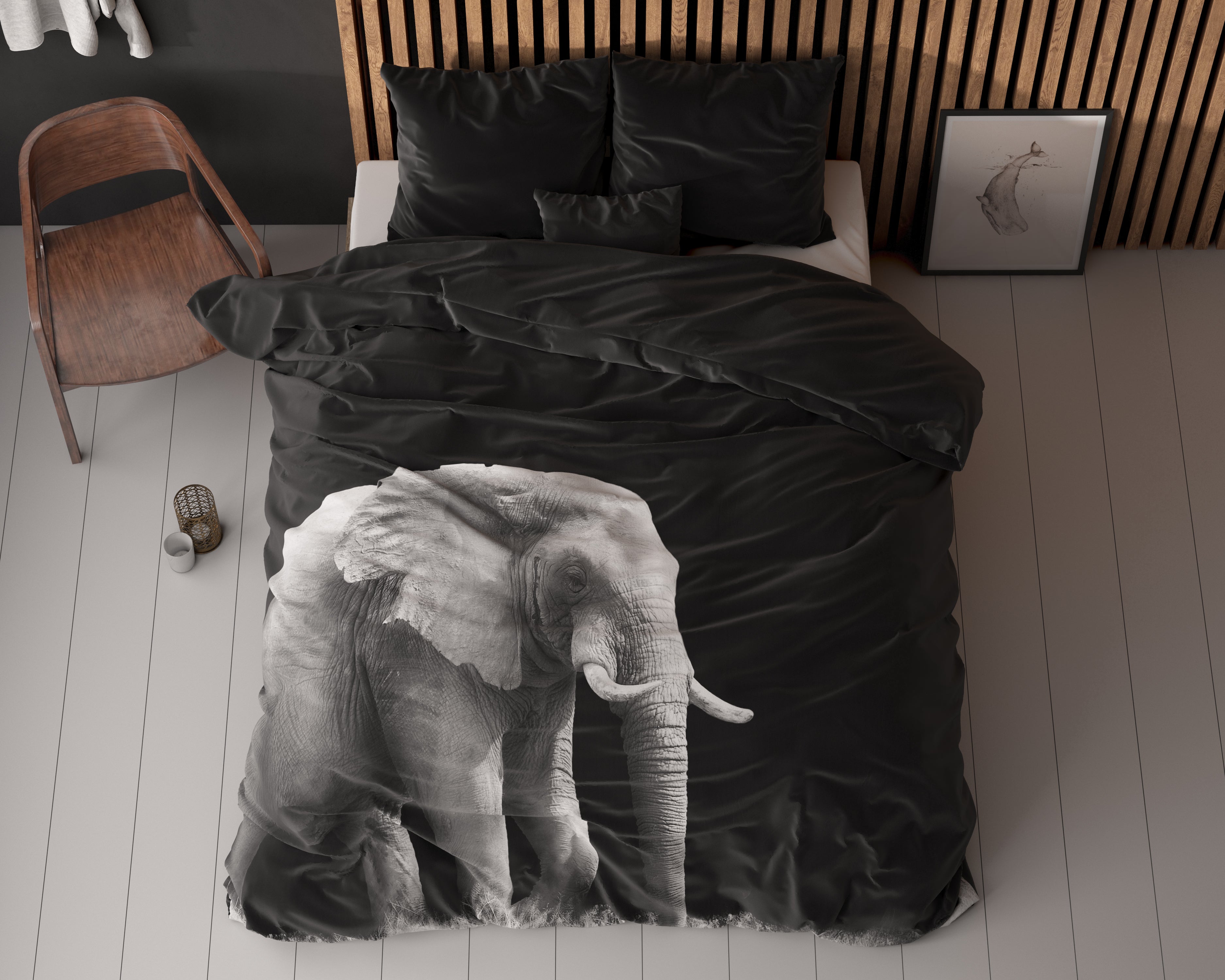 Elephant Zwart Dekbedovertrek