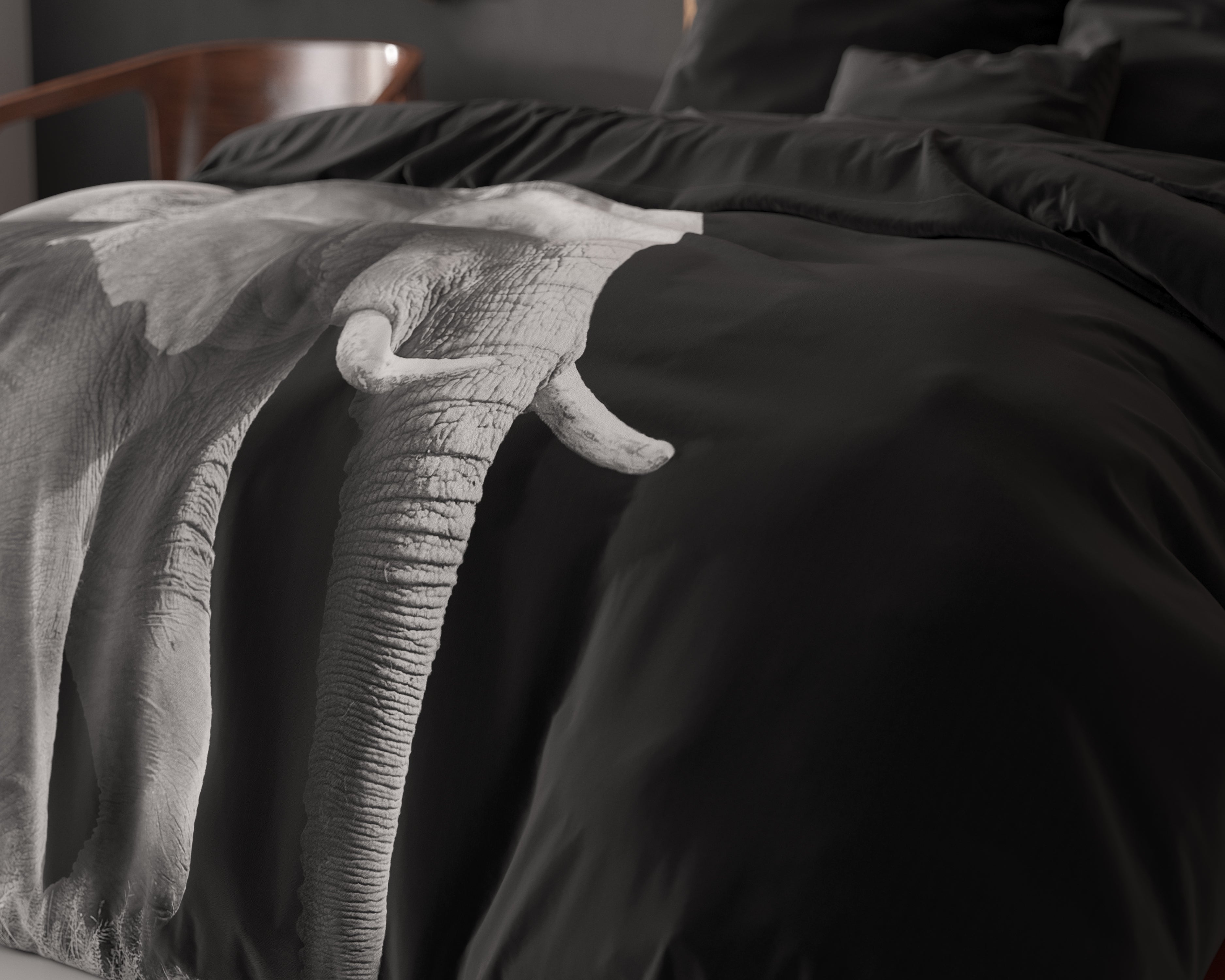 Elephant Zwart Dekbedovertrek