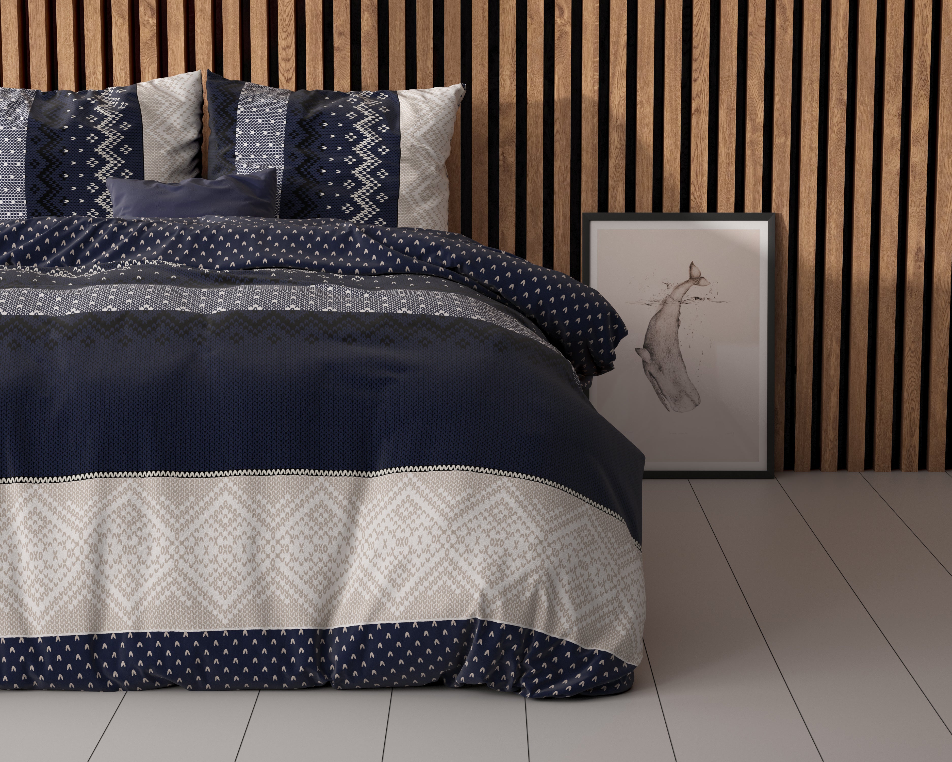 Elisabeth Duvet Cover Navy - Cotton Woven - Non-Iron - Fun Prints