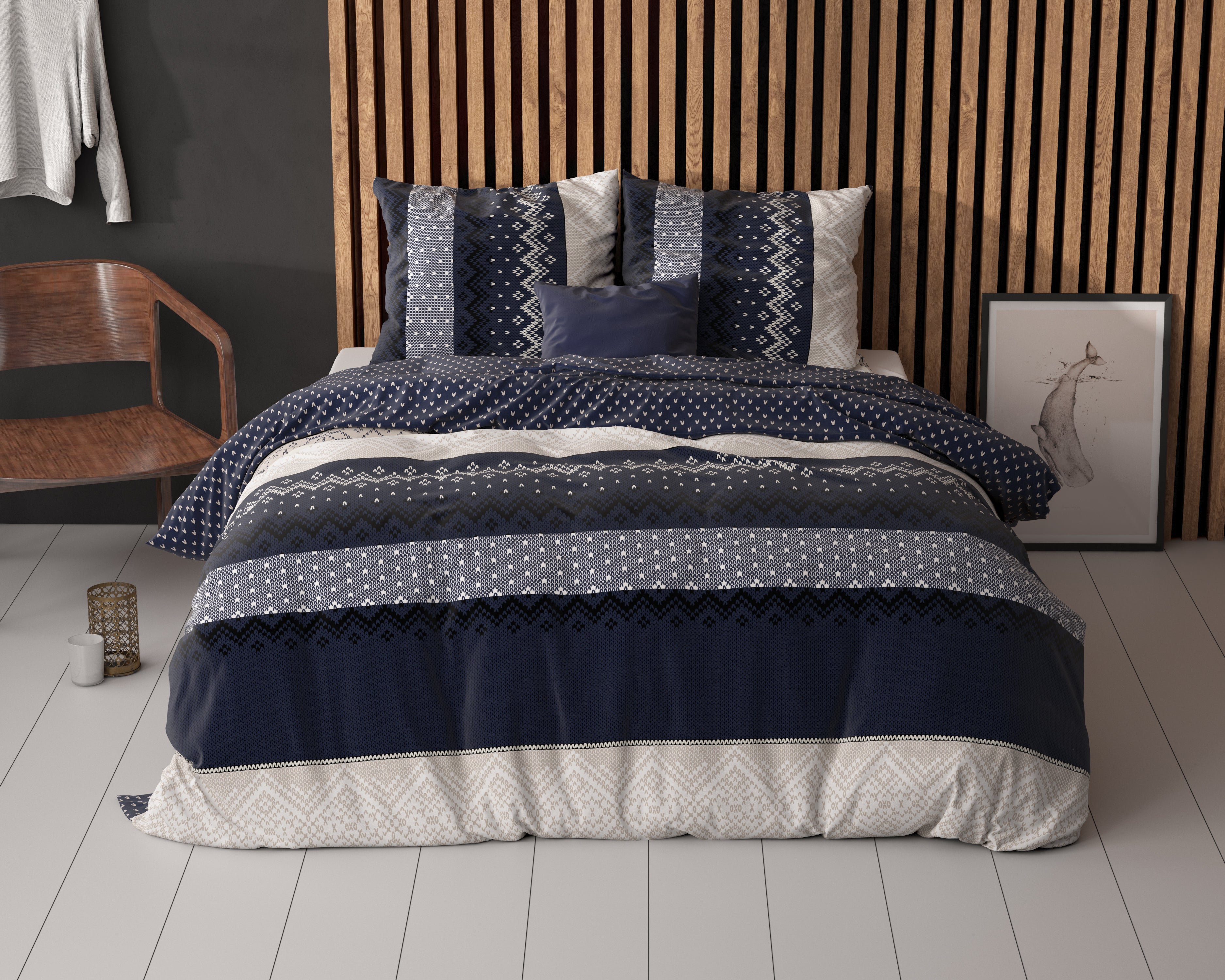 Elisabeth Duvet Cover Navy - Cotton Woven - Non-Iron - Fun Prints