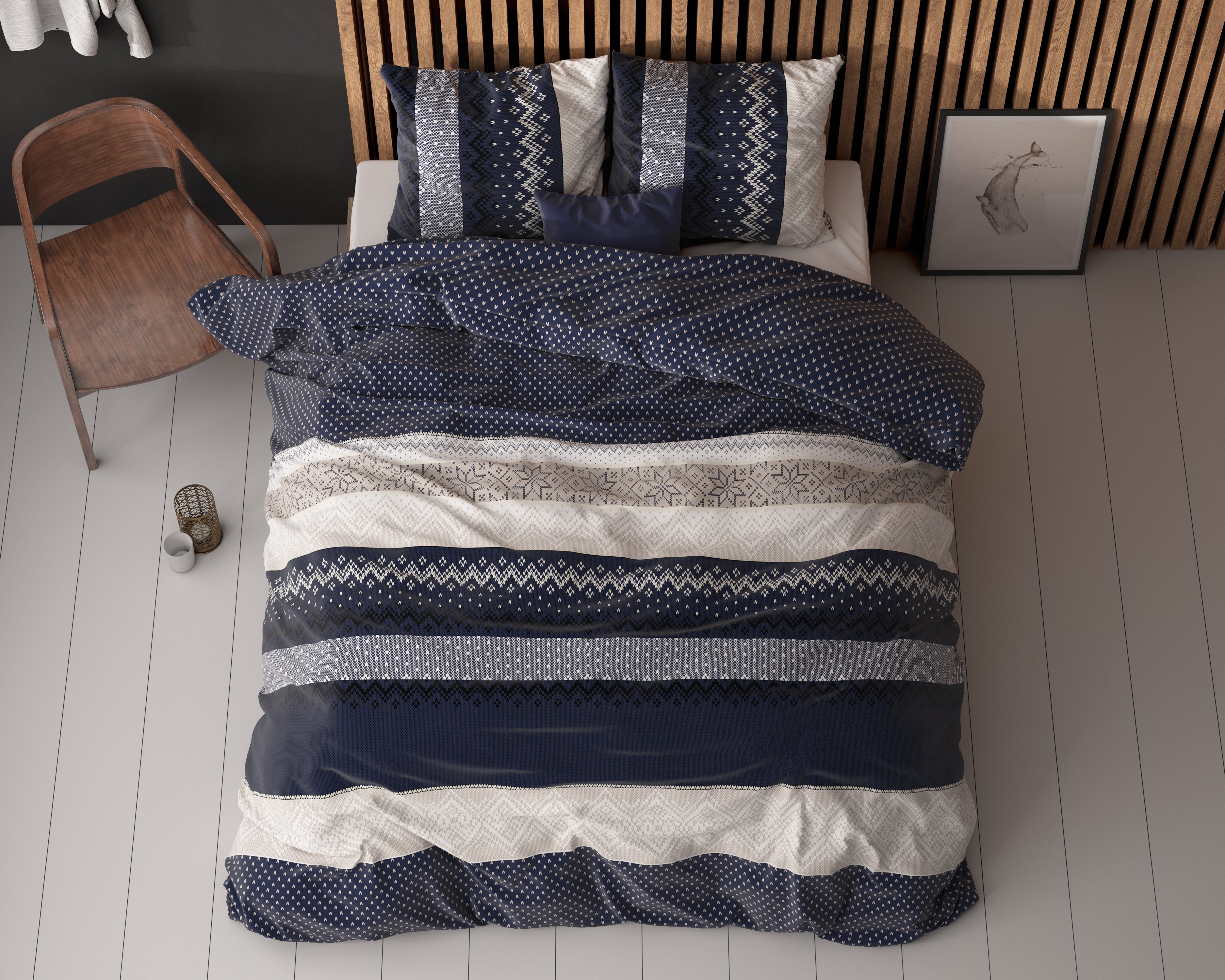 Elisabeth Duvet Cover Navy - Cotton Woven - Non-Iron - Fun Prints
