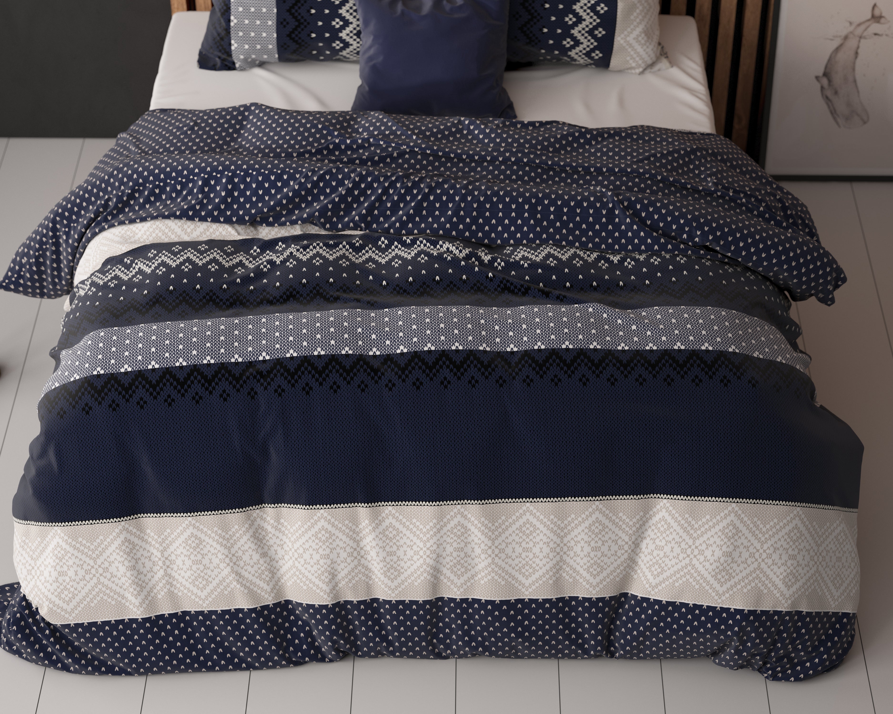 Elisabeth Duvet Cover Navy - Cotton Woven - Non-Iron - Fun Prints