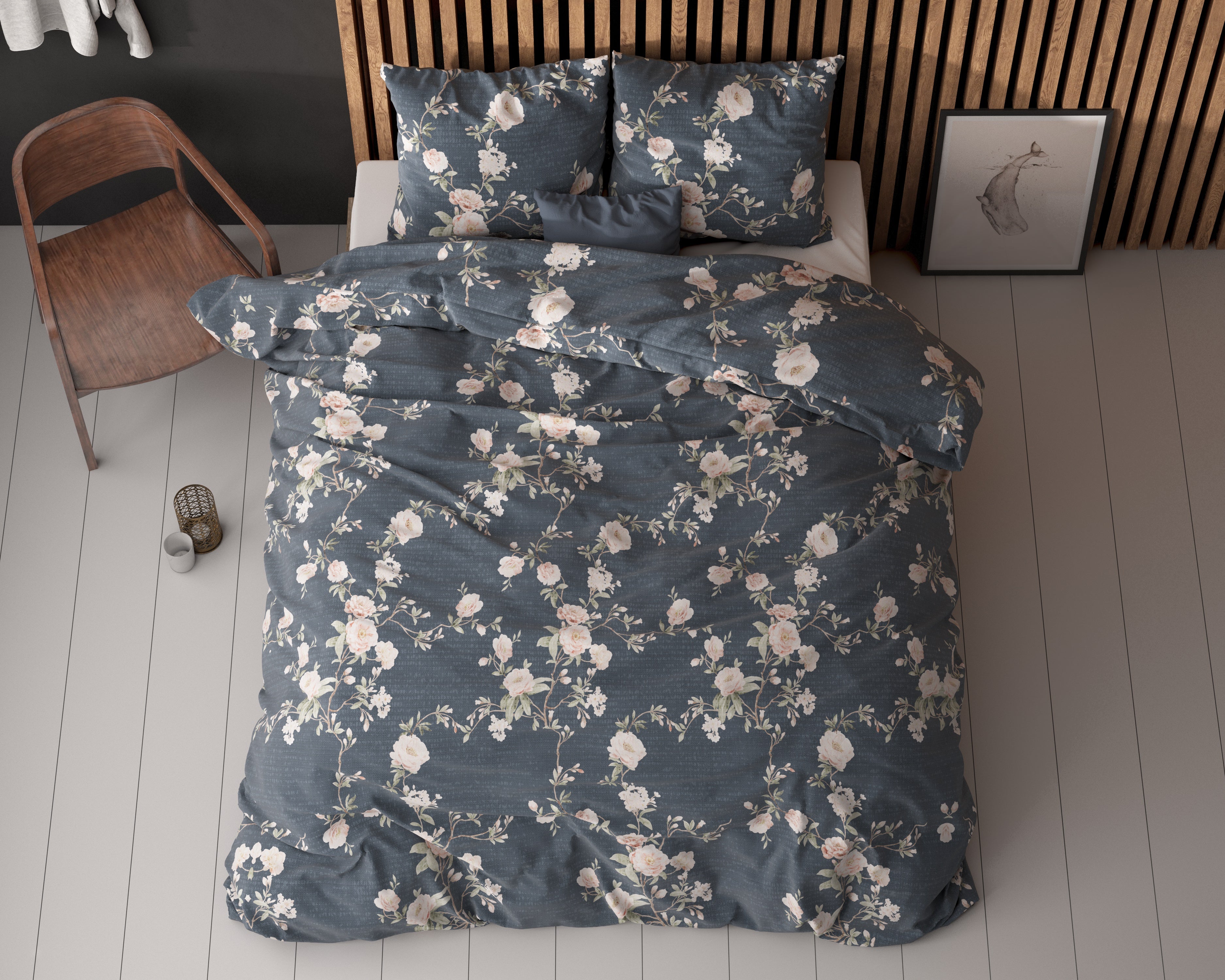 Eloise 2 Dekbedovertrek Indigo - Katoen geweven - Strijkvrij - Leuke prints
