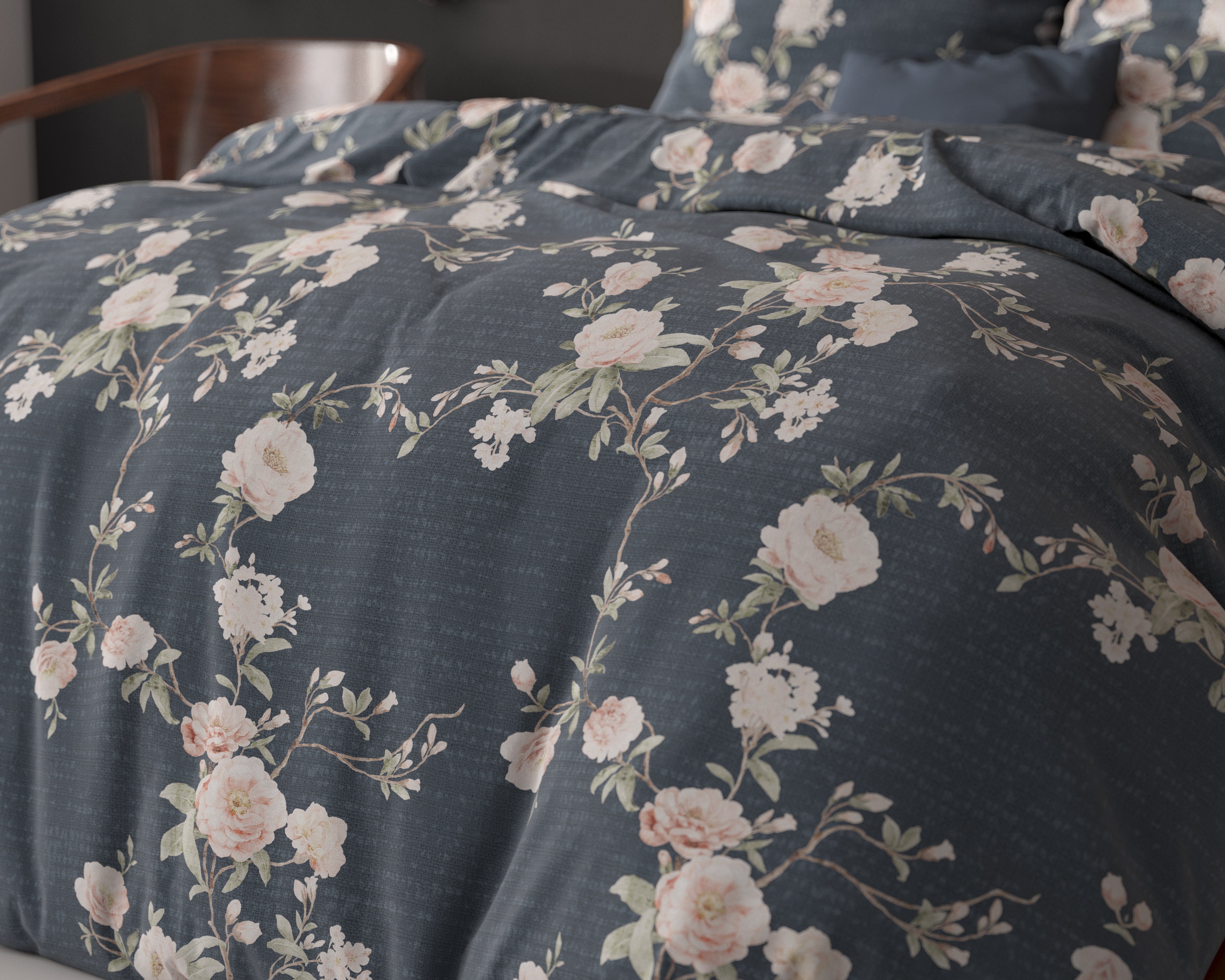 Eloise 2 Duvet Cover Indigo - Cotton Woven - Non-Iron - Fun Prints
