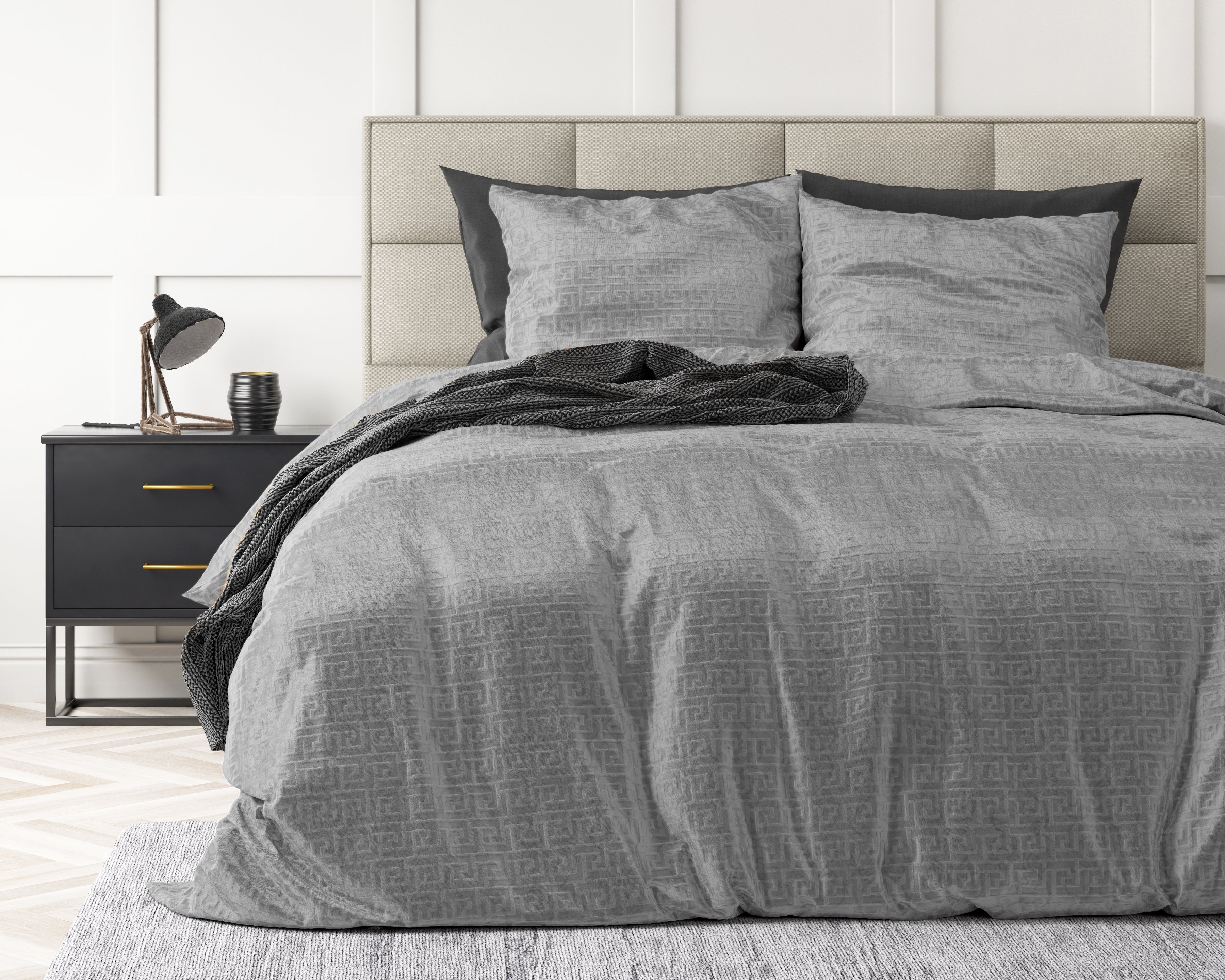 Embossed Velvet Fashion Duvet Cover Gray - Soft and warm - Uni Design - Luxurious feel