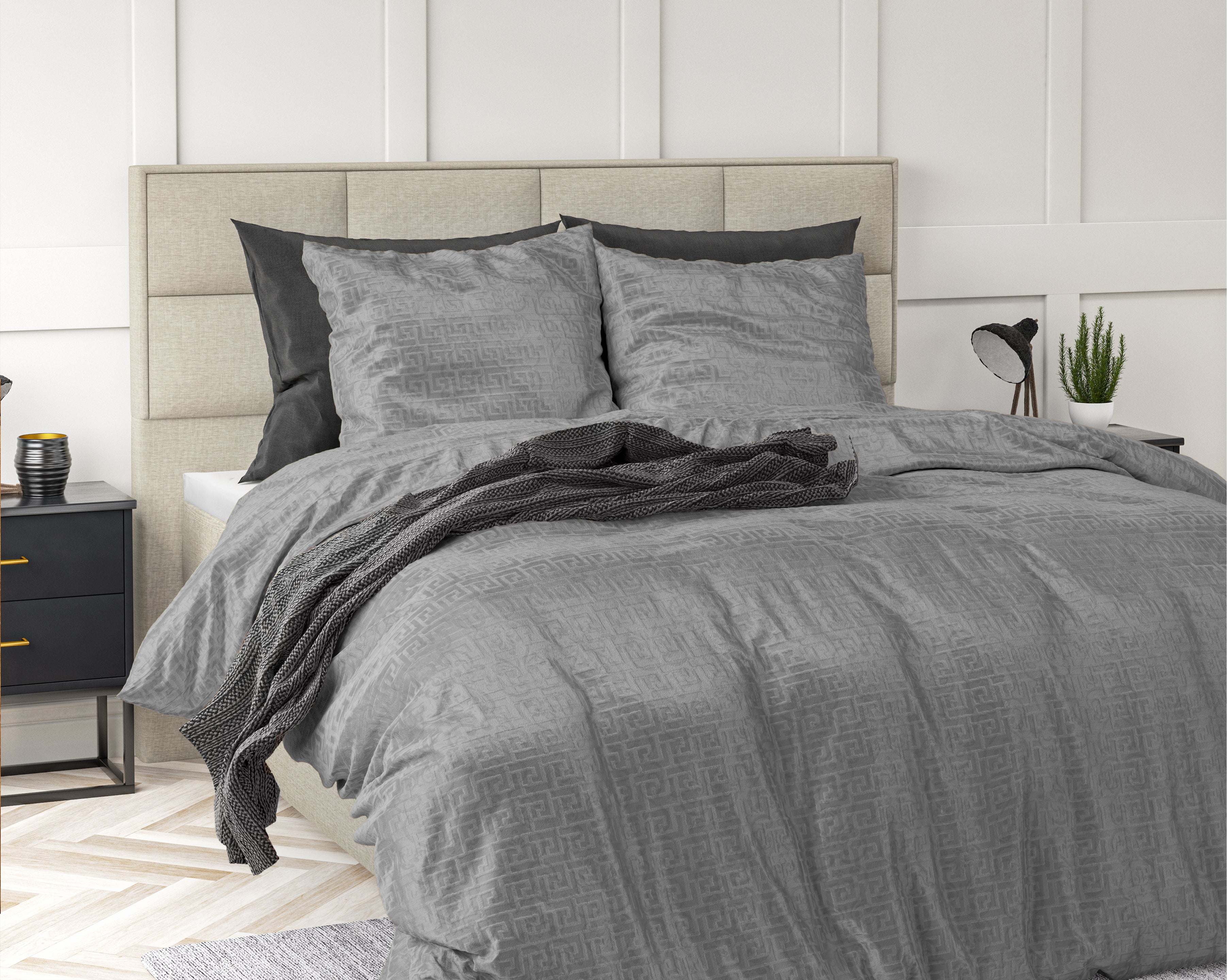 Embossed Velvet Fashion Duvet Cover Gray - Soft and warm - Uni Design - Luxurious feel