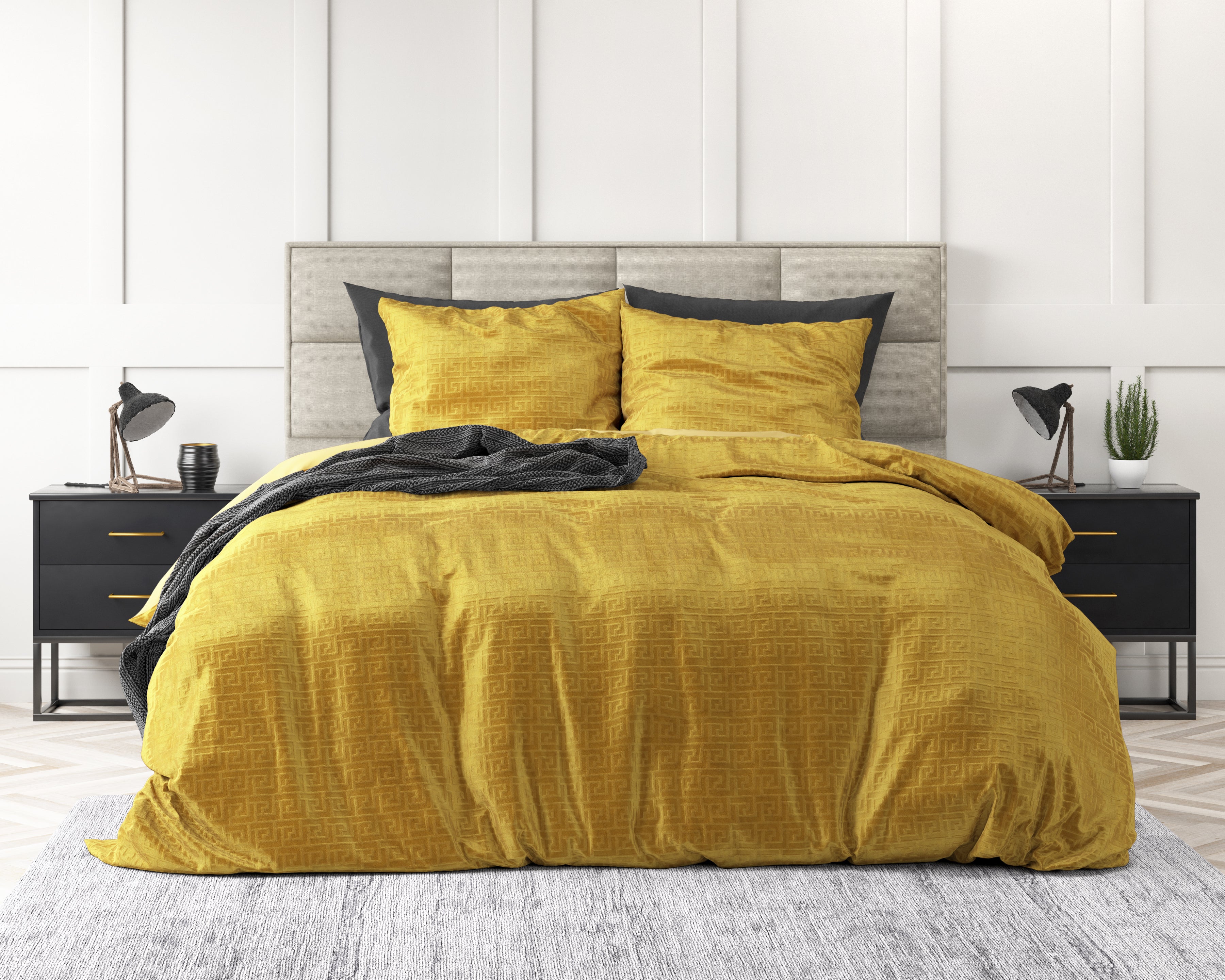 Embossed Velvet Fashion Duvet Cover Gold - Soft and warm - Uni Design - Luxurious feel