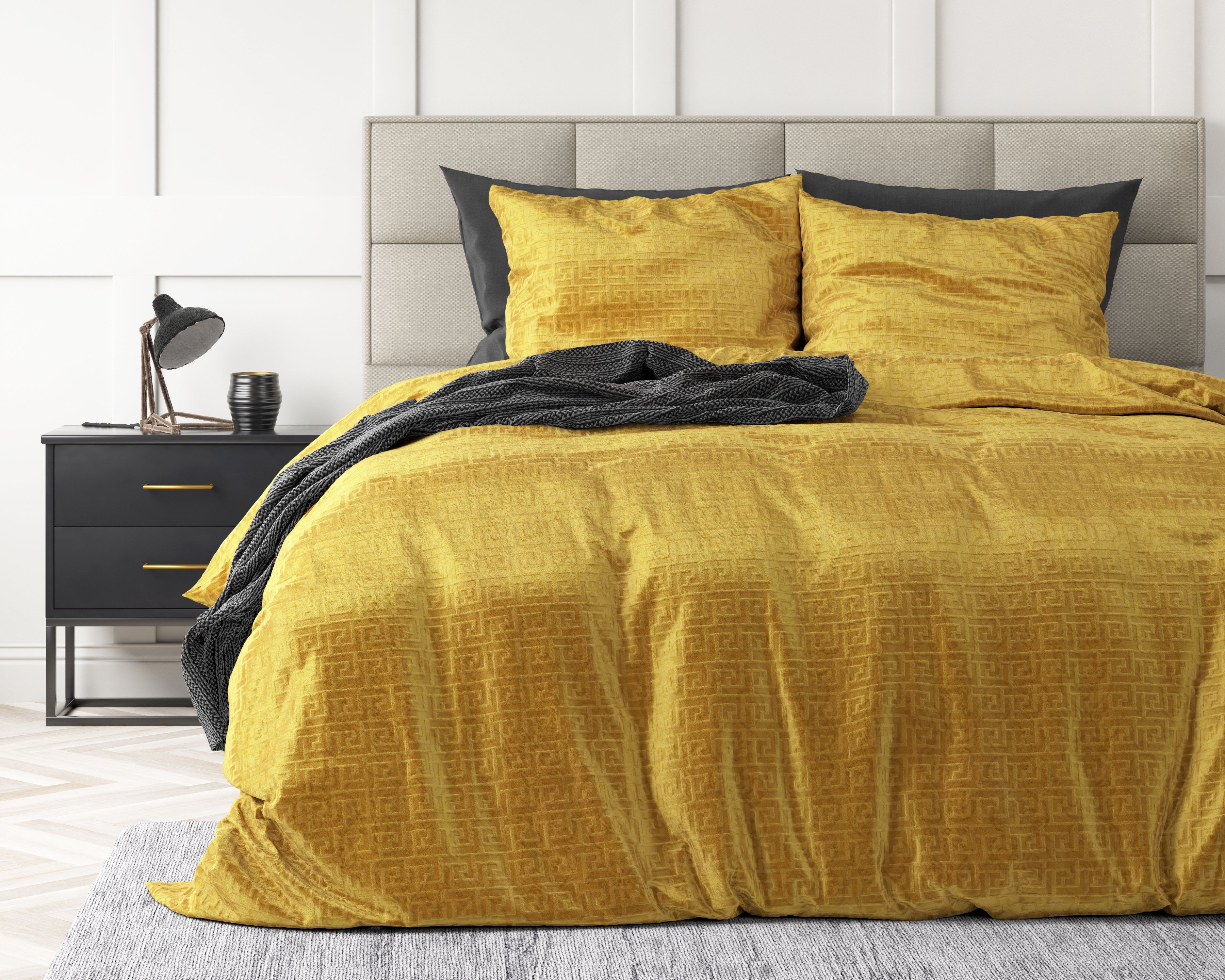 Embossed Velvet Fashion Duvet Cover Gold - Soft and warm - Uni Design - Luxurious feel