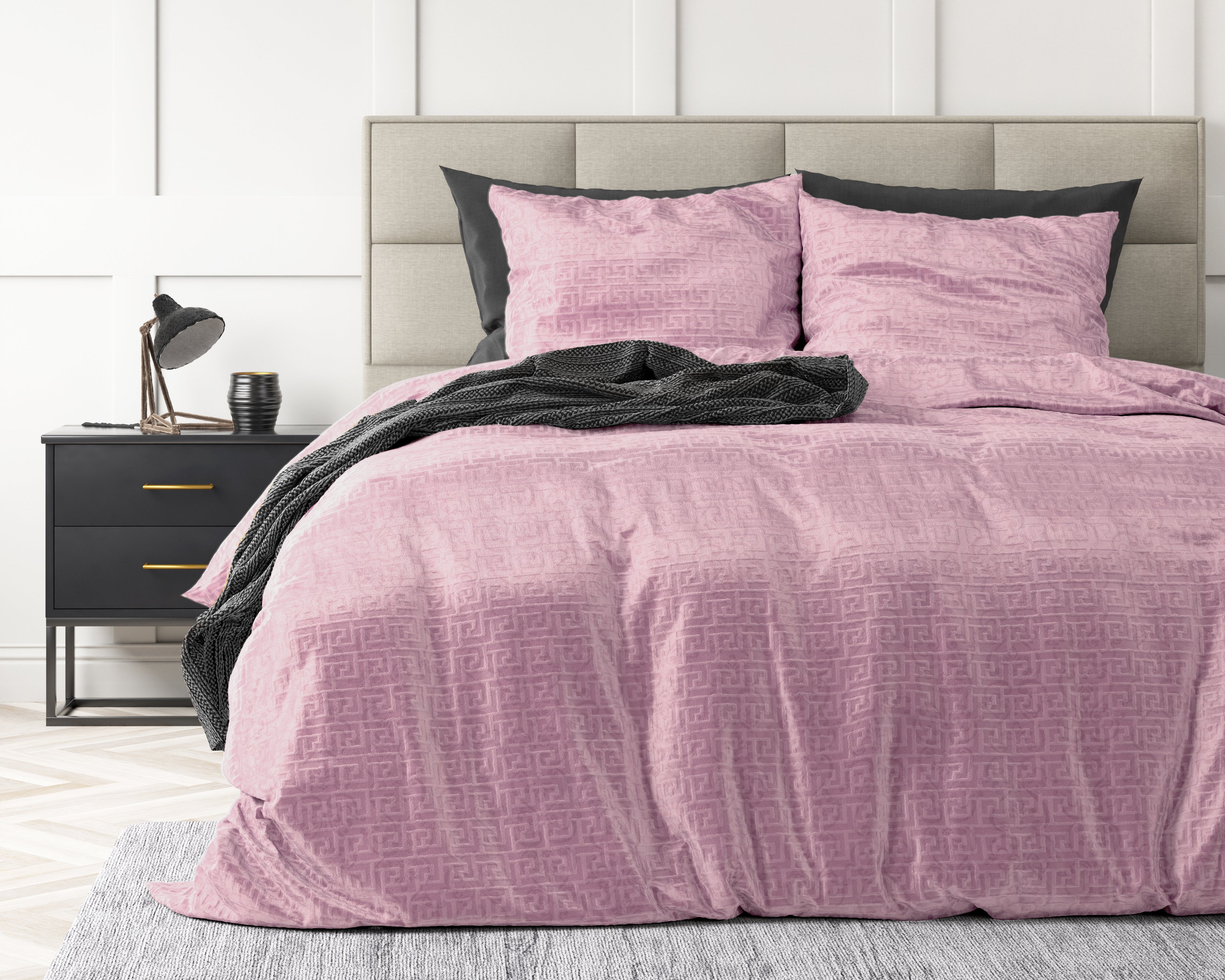 Embossed Velvet Fashion Duvet Cover Pink - Soft and warm - Uni Design - Luxurious feel
