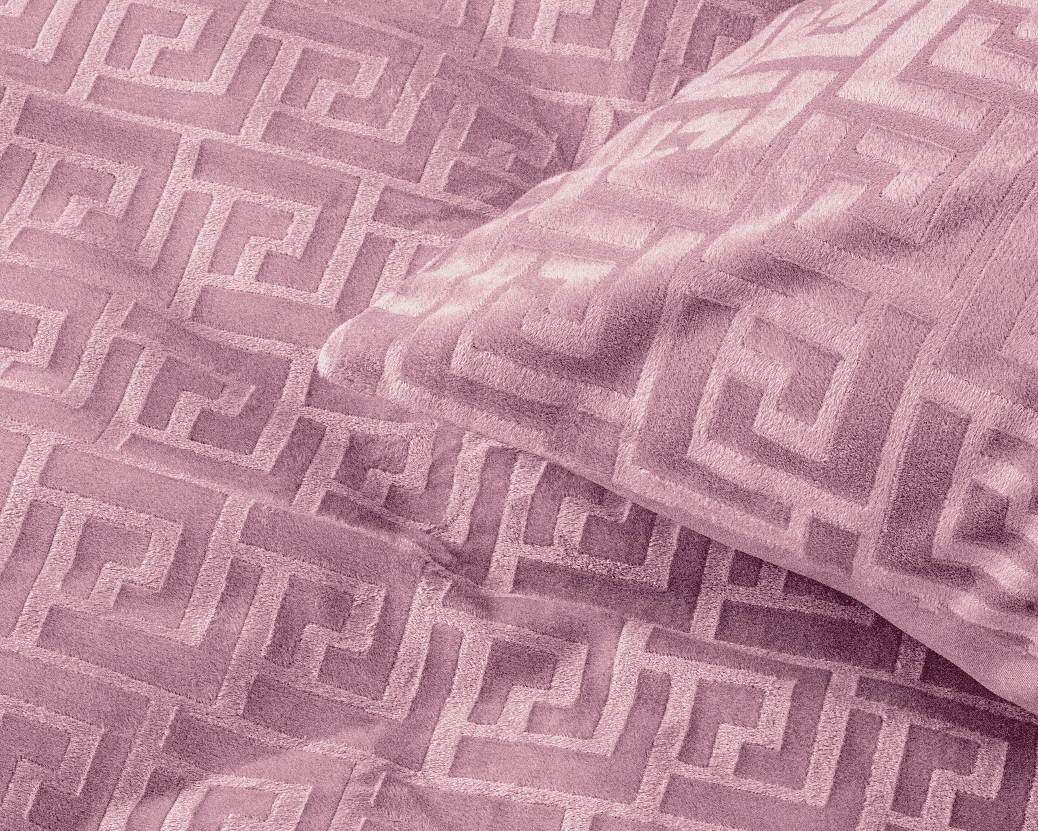 Embossed Velvet Fashion Duvet Cover Pink - Soft and warm - Uni Design - Luxurious feel