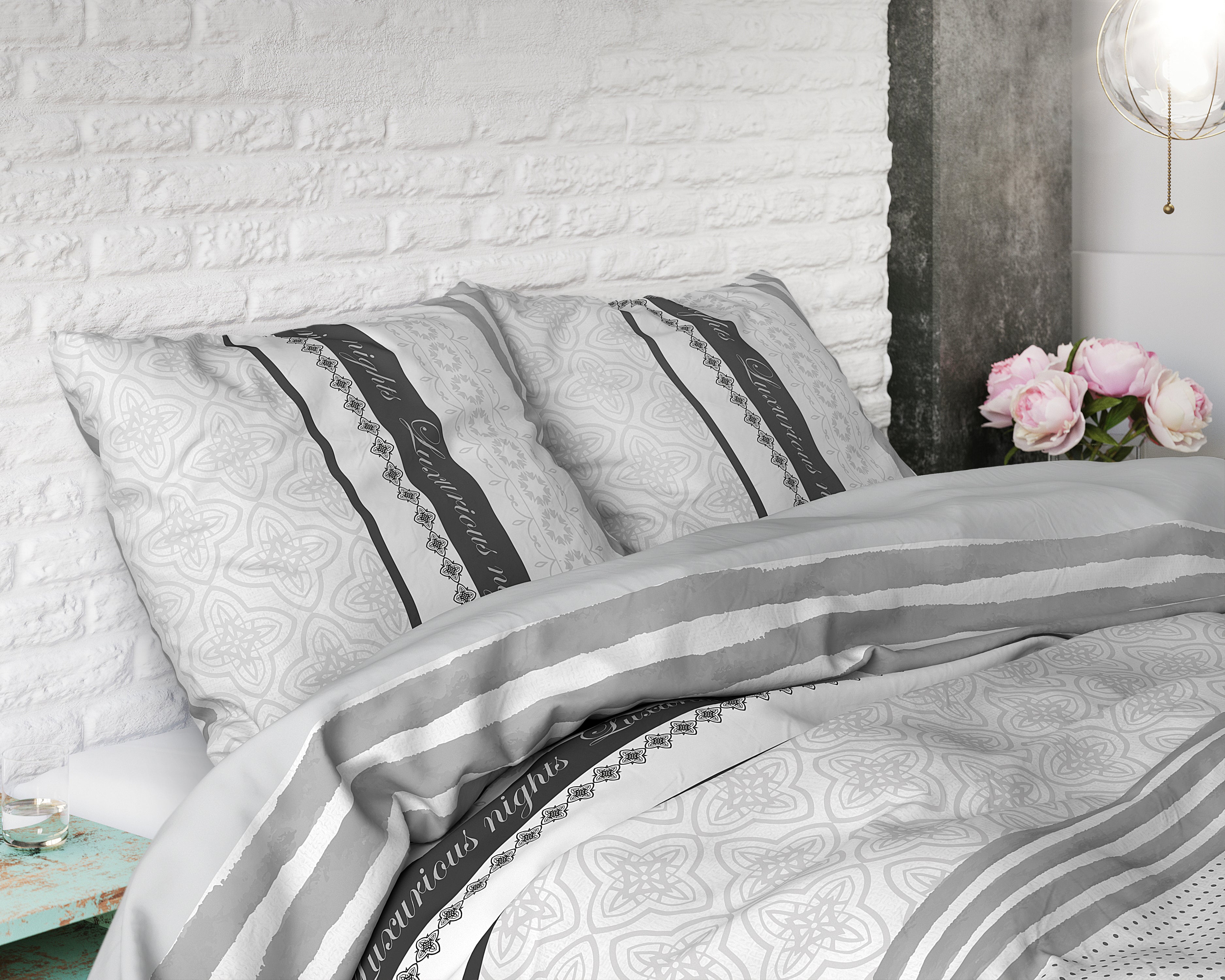 Enjoy Duvet Cover Anthracite - Breathable Cotton - Trendy Designs - With Press Studs