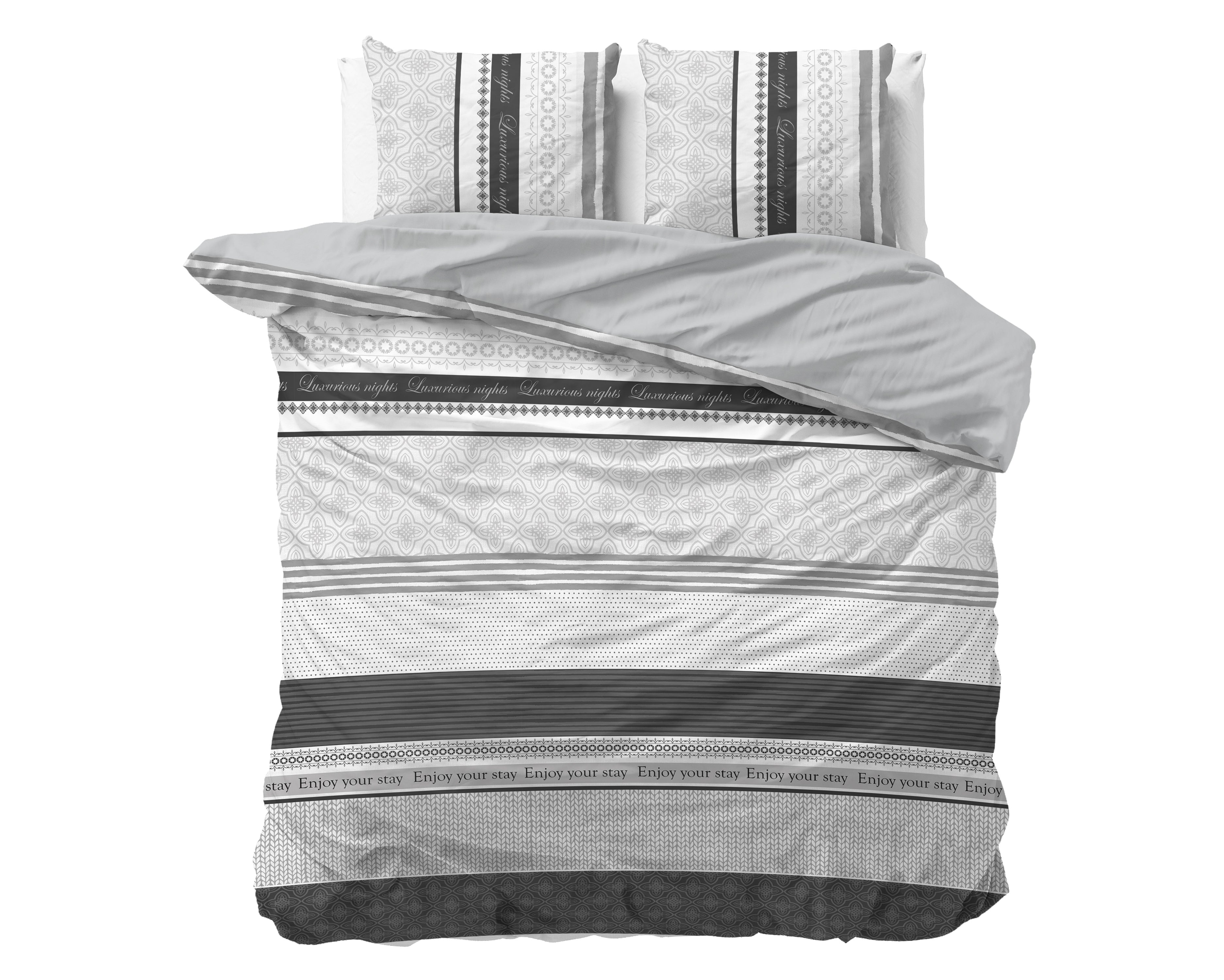 Enjoy Duvet Cover Anthracite - Breathable Cotton - Trendy Designs - With Press Studs
