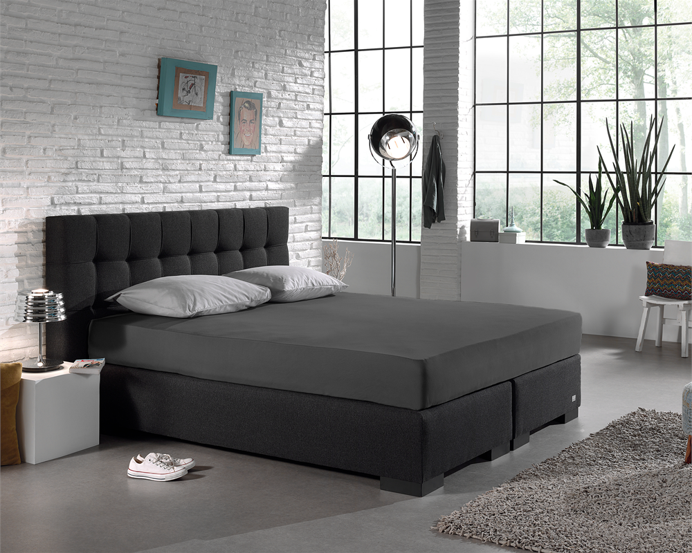 Single Jersey 135 gr. Fitted Sheet Anthracite - Wonderfully Soft - Suitable for Box Springs and Mattresses - Stretch Cotton
