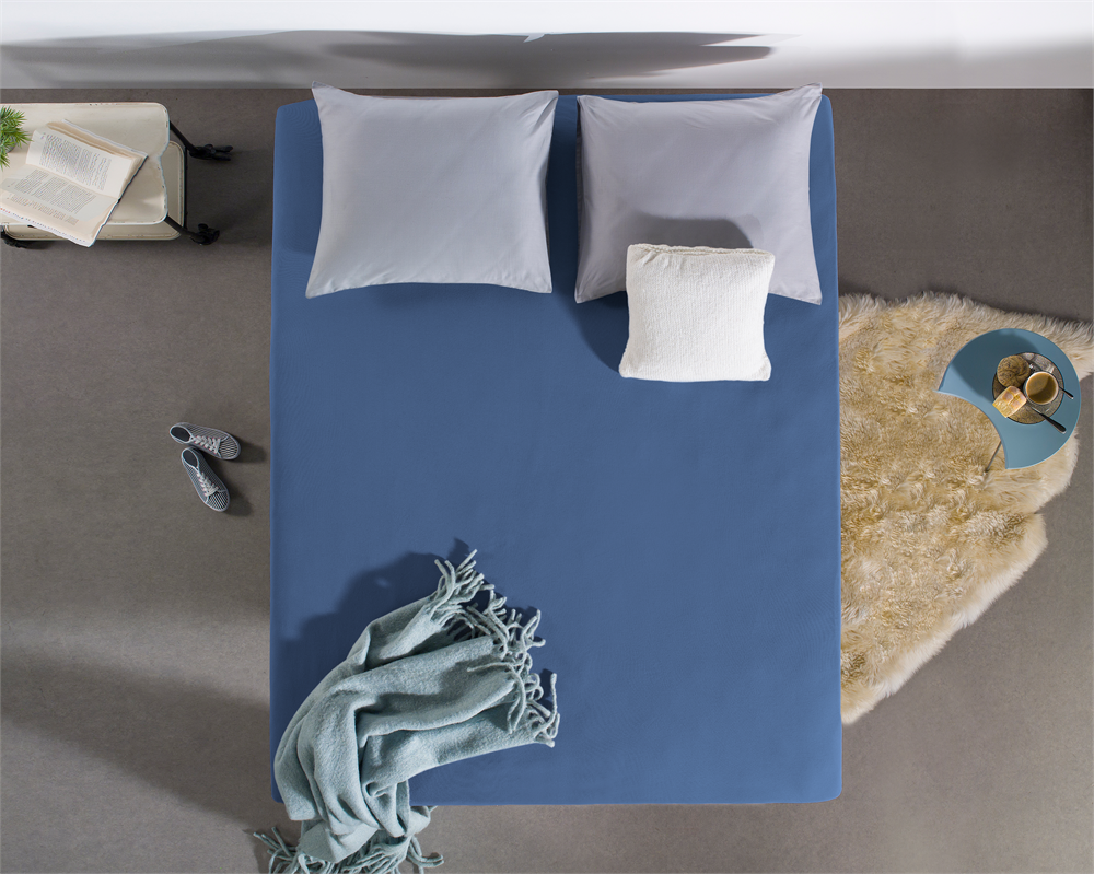 Single Jersey 135g Fitted Sheet Blue - Wonderfully Soft - Suitable for Box Springs and Mattresses - Stretch Cotton