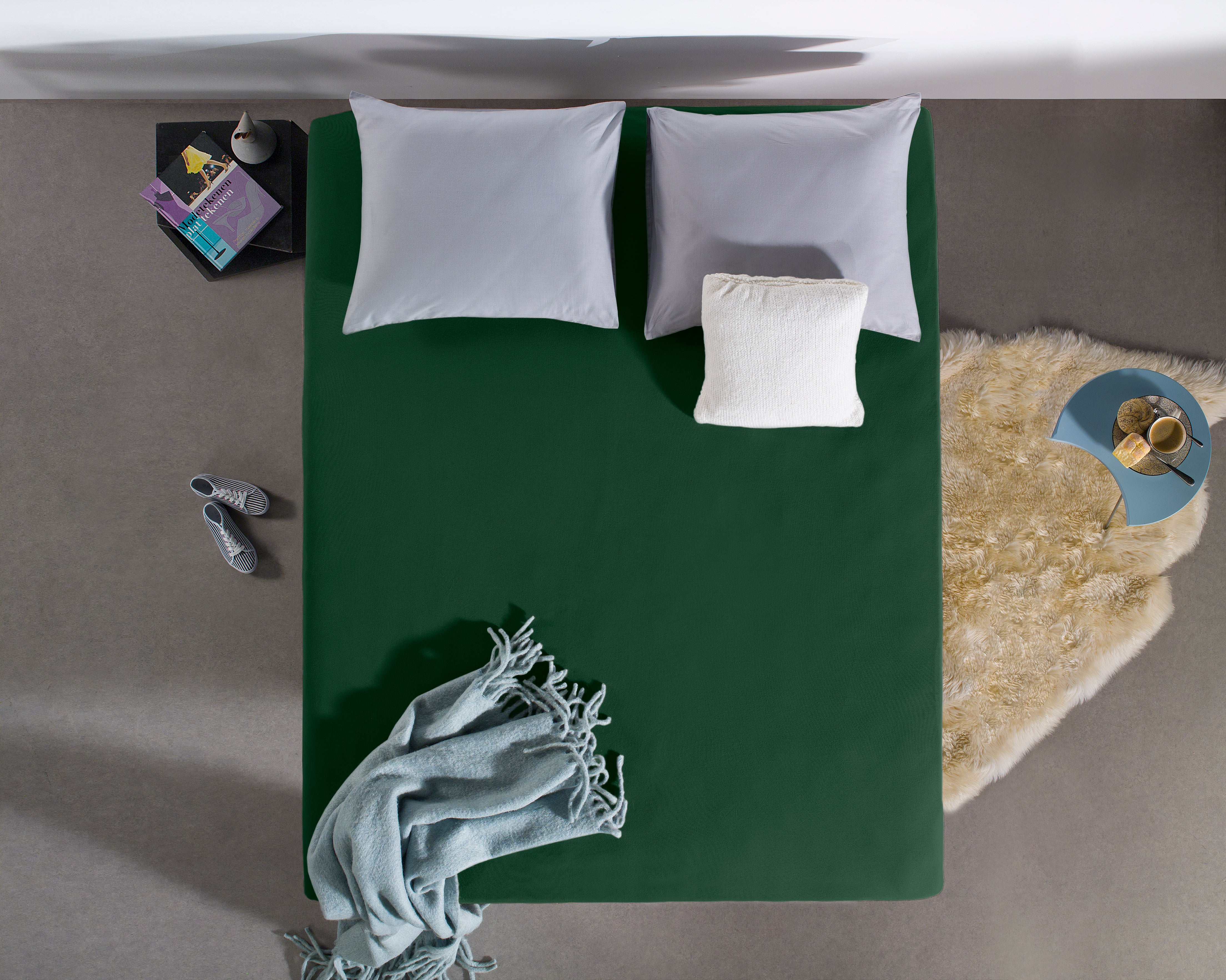 Single Jersey 135g Fitted Sheet Botanical Green - Wonderfully Soft - Suitable for Box Springs and Mattresses - Stretch Cotton