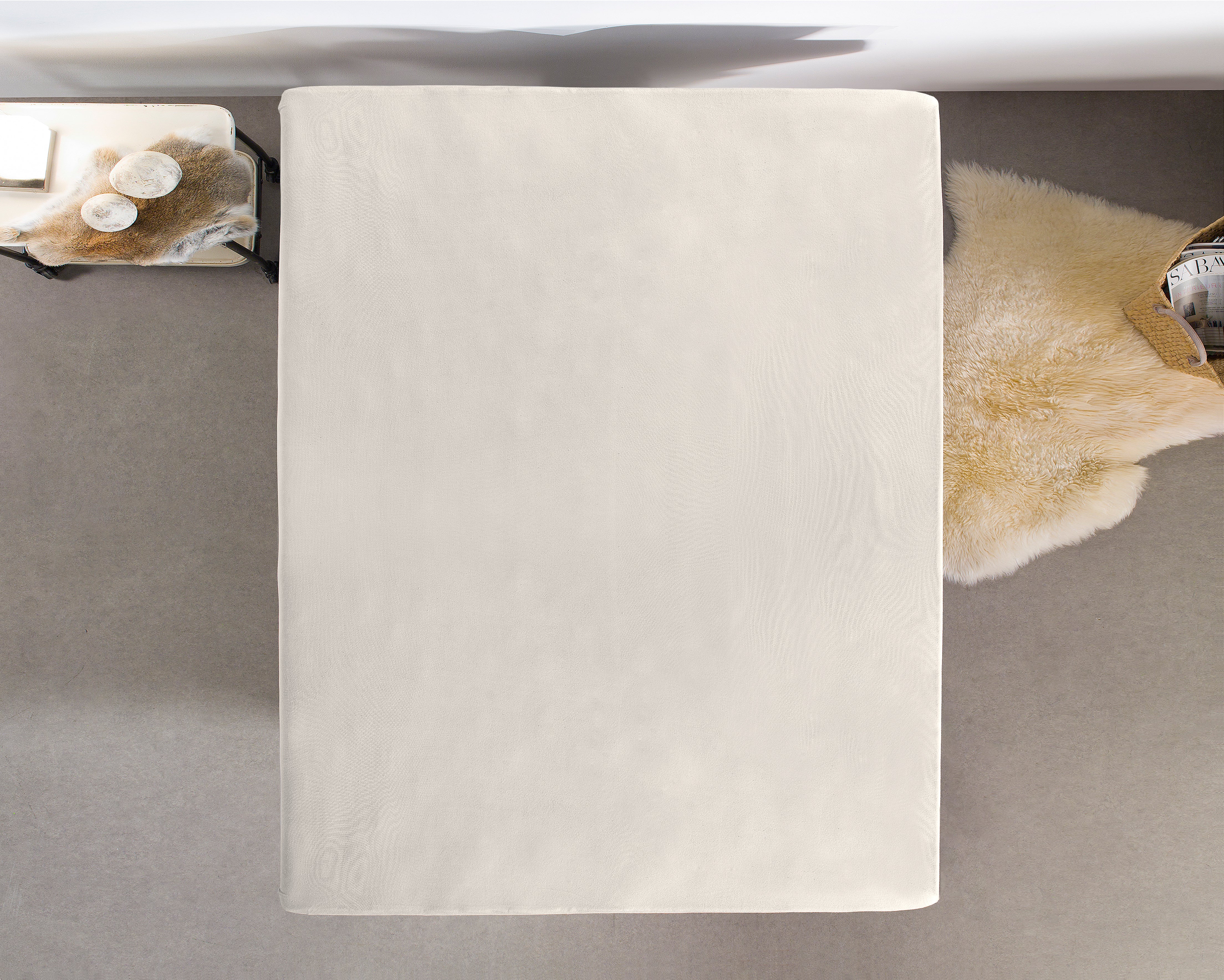 Single Jersey 135g Fitted Sheet Cream - Wonderfully Soft - Suitable for Box Springs and Mattresses - Stretch Cotton