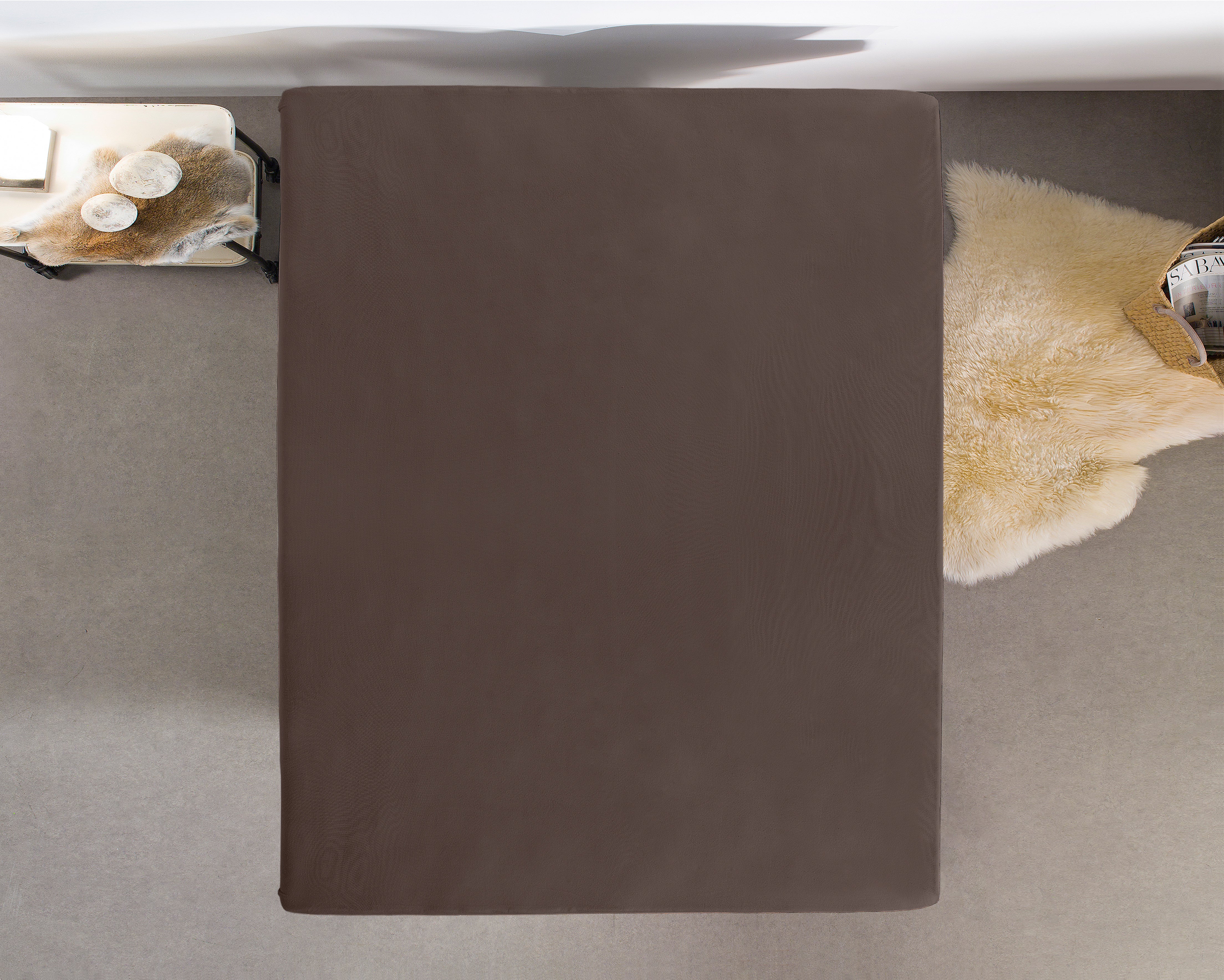 Single Jersey 135 gr. Fitted Sheet Deep Taupe - Wonderfully Soft - Suitable for Box Springs and Mattresses - Stretch Cotton