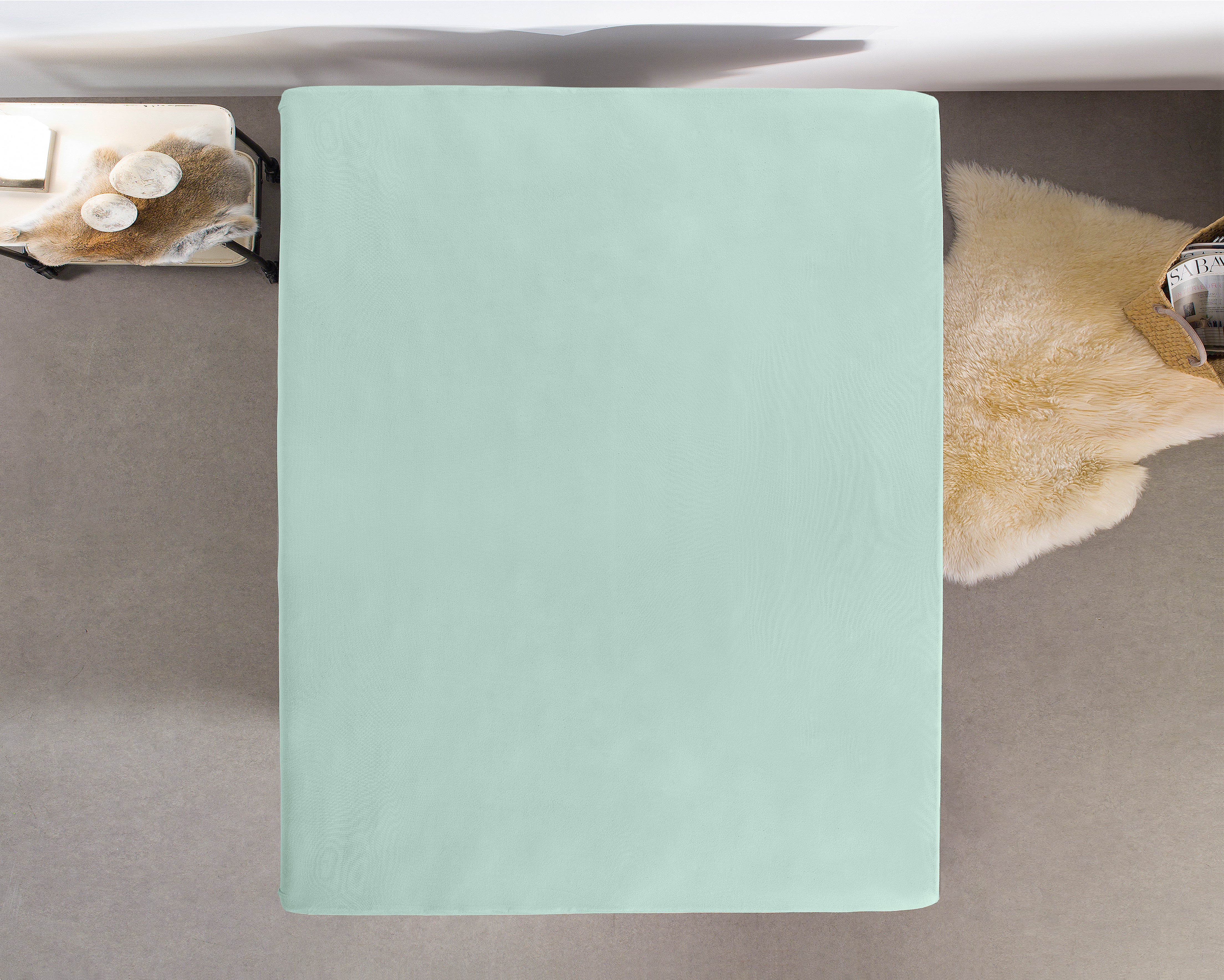 Single Jersey 135g Fitted Sheet Pastel Blue - Wonderfully Soft - Suitable for Box Springs and Mattresses - Stretch Cotton