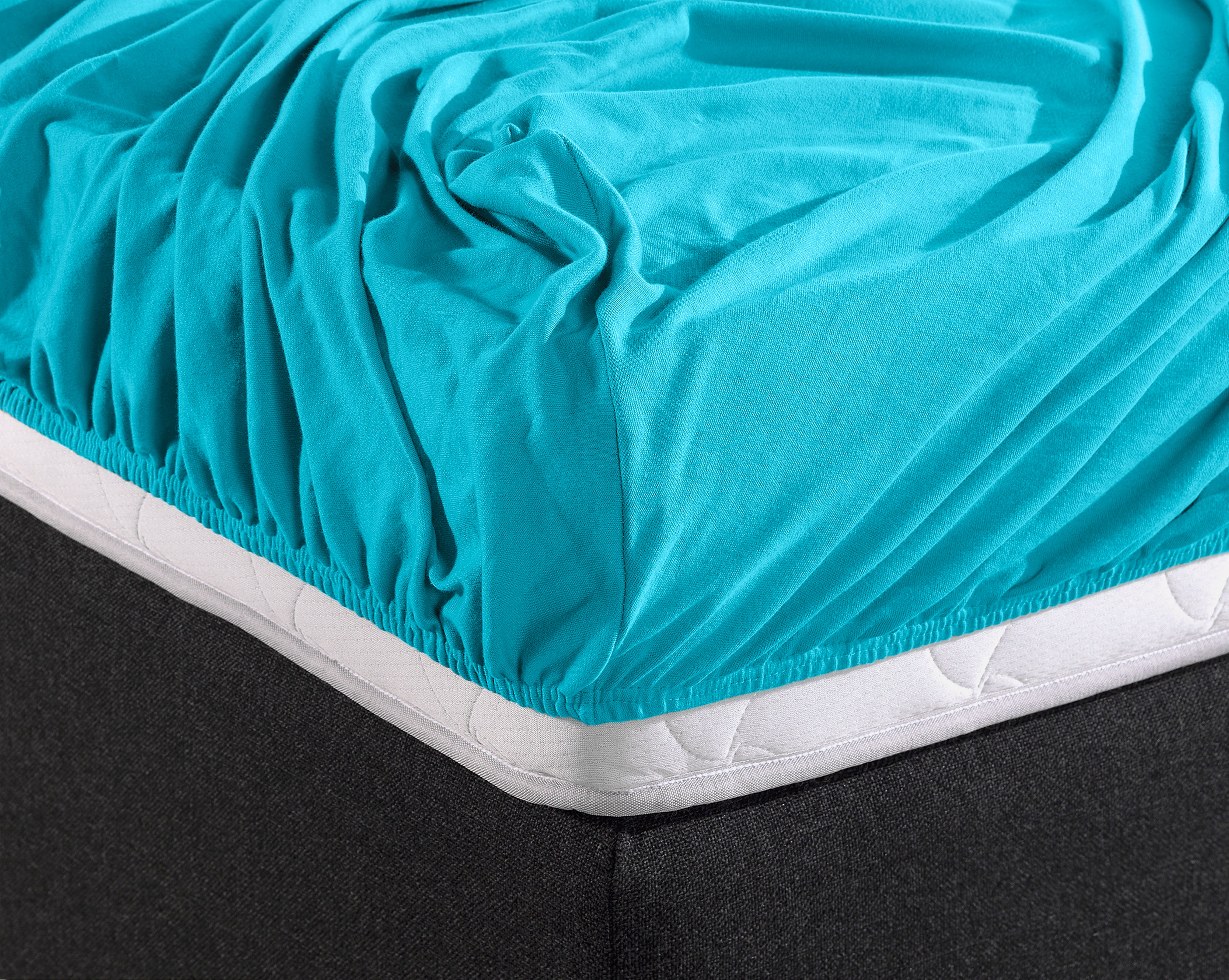 Enkel Jersey 135 gr. Hoeslaken Turquoise - Heerlijk Zacht - Geschikt voor Boxsprings en matrassen - Stretch katoen