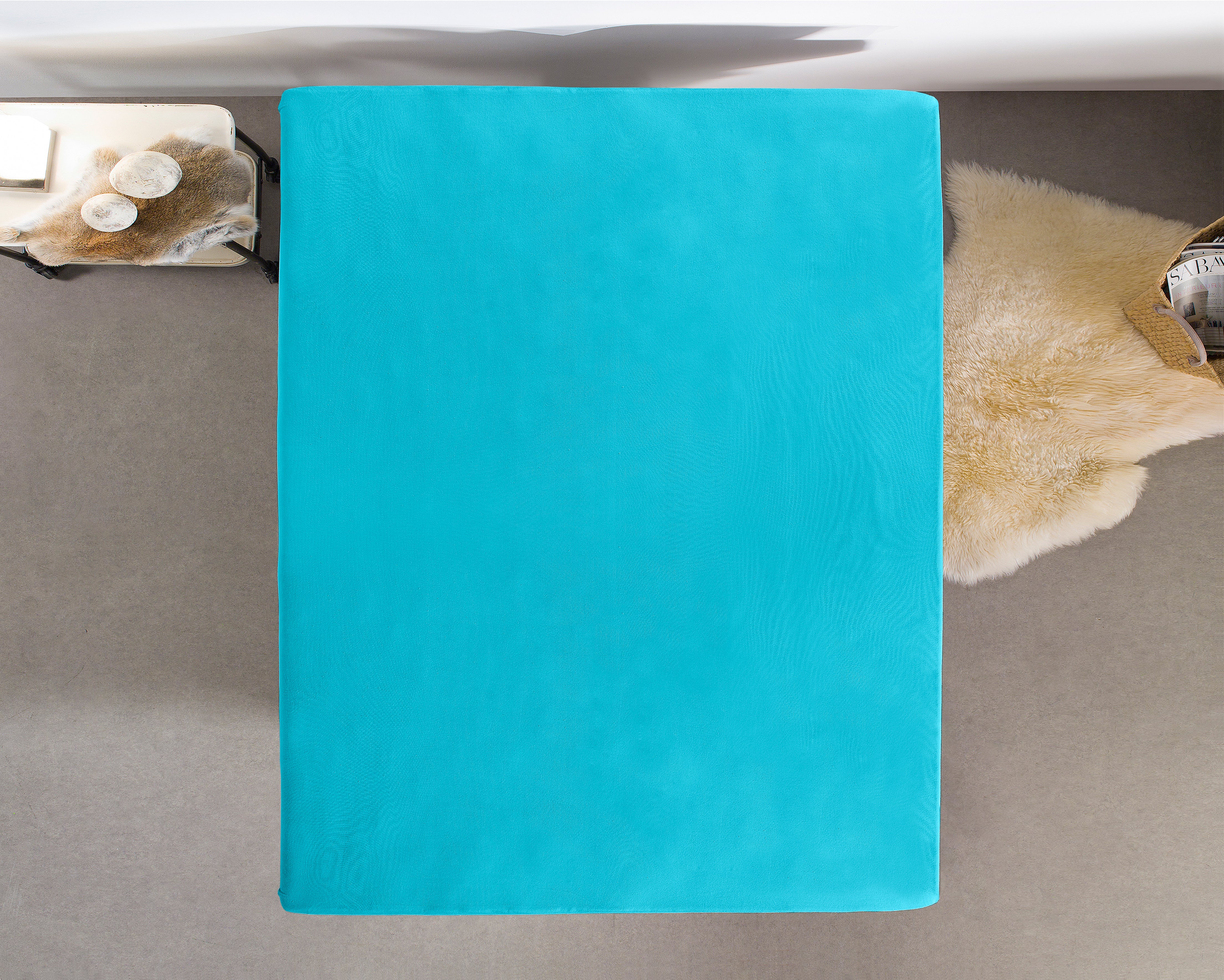 Enkel Jersey 135 gr. Hoeslaken Turquoise - Heerlijk Zacht - Geschikt voor Boxsprings en matrassen - Stretch katoen