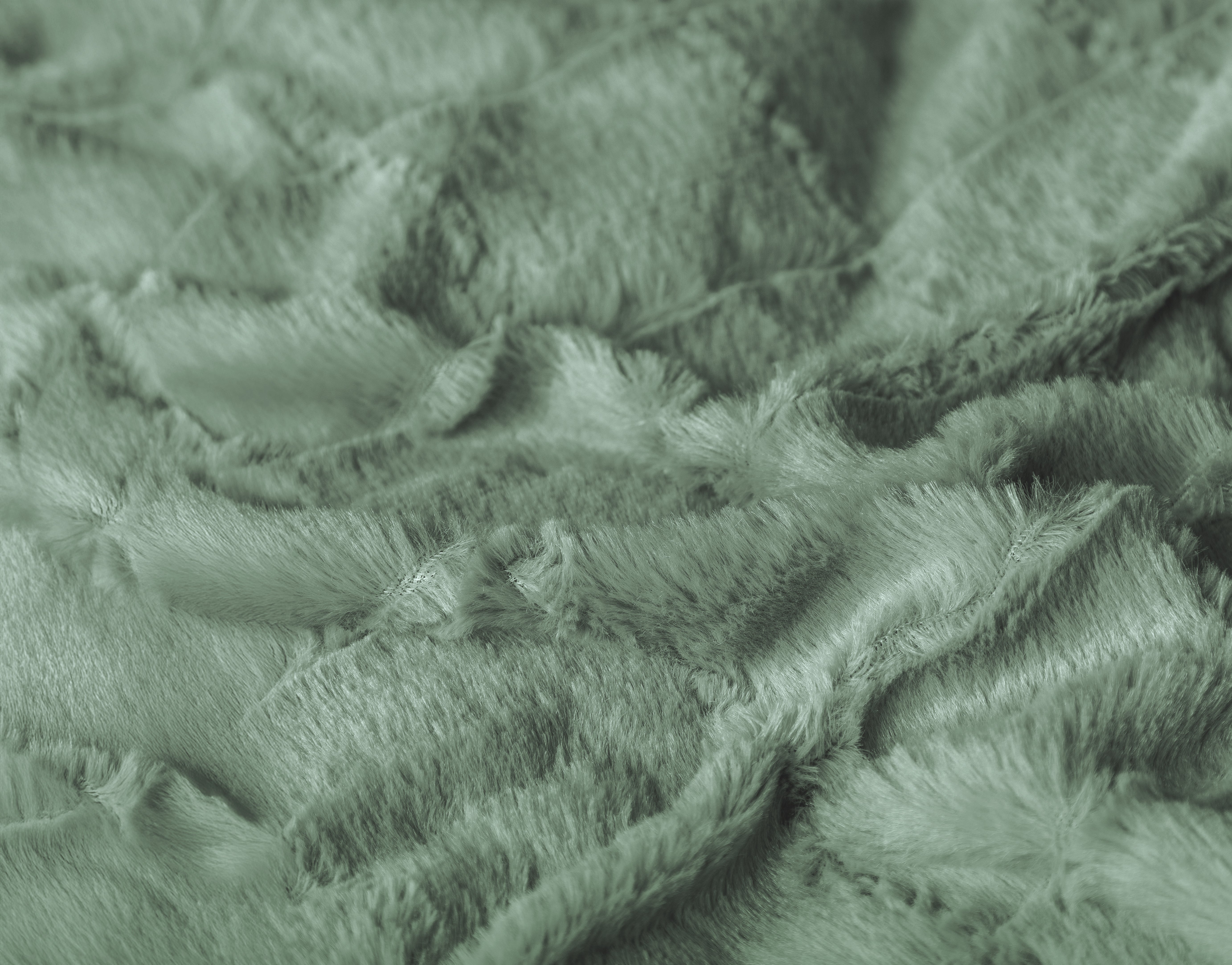 Faux Fur Check Duvet Cover Dark Green - Wonderfully soft - Chic design - Faux fur