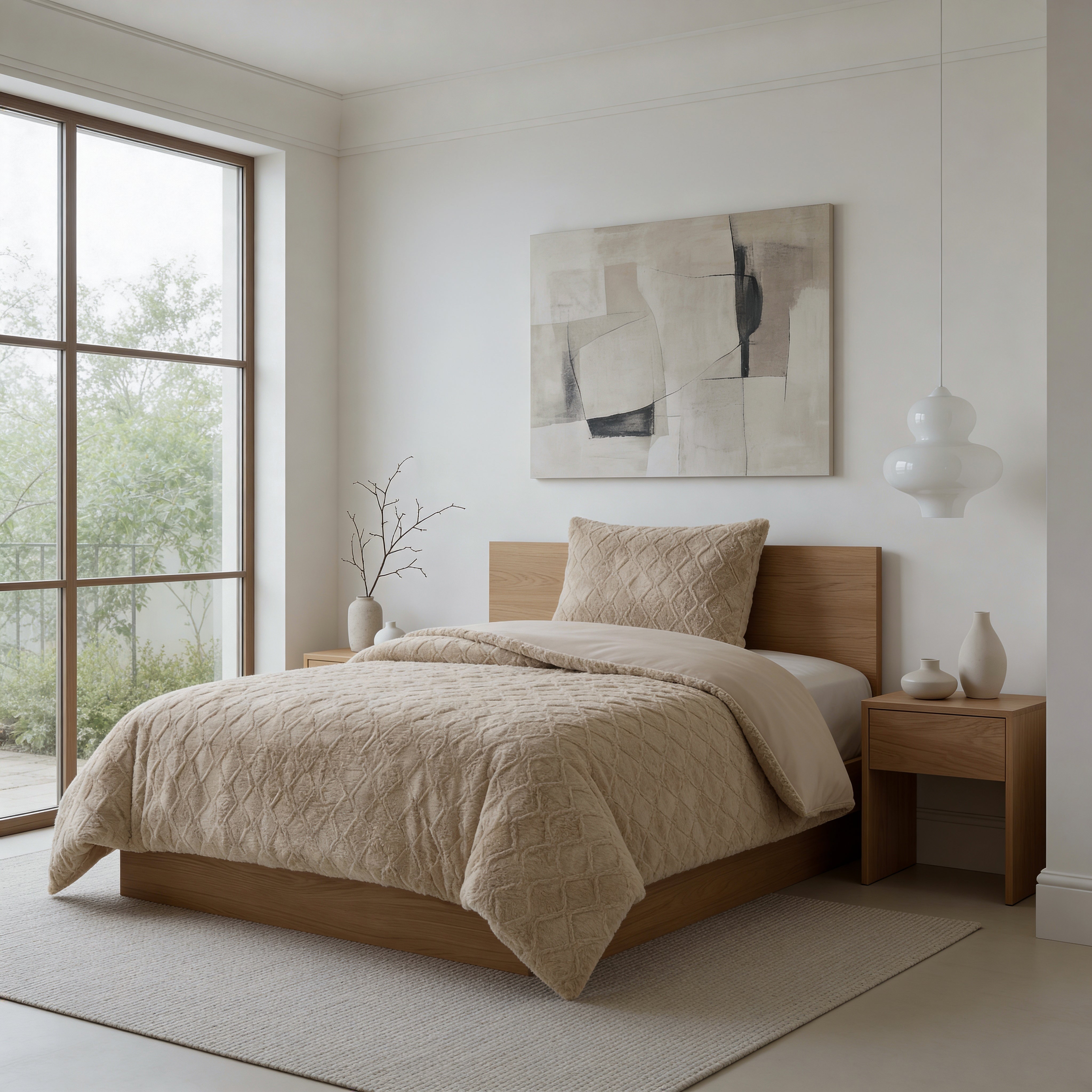 Faux Fur Syon Teddy Dekbedovertrek Taupe