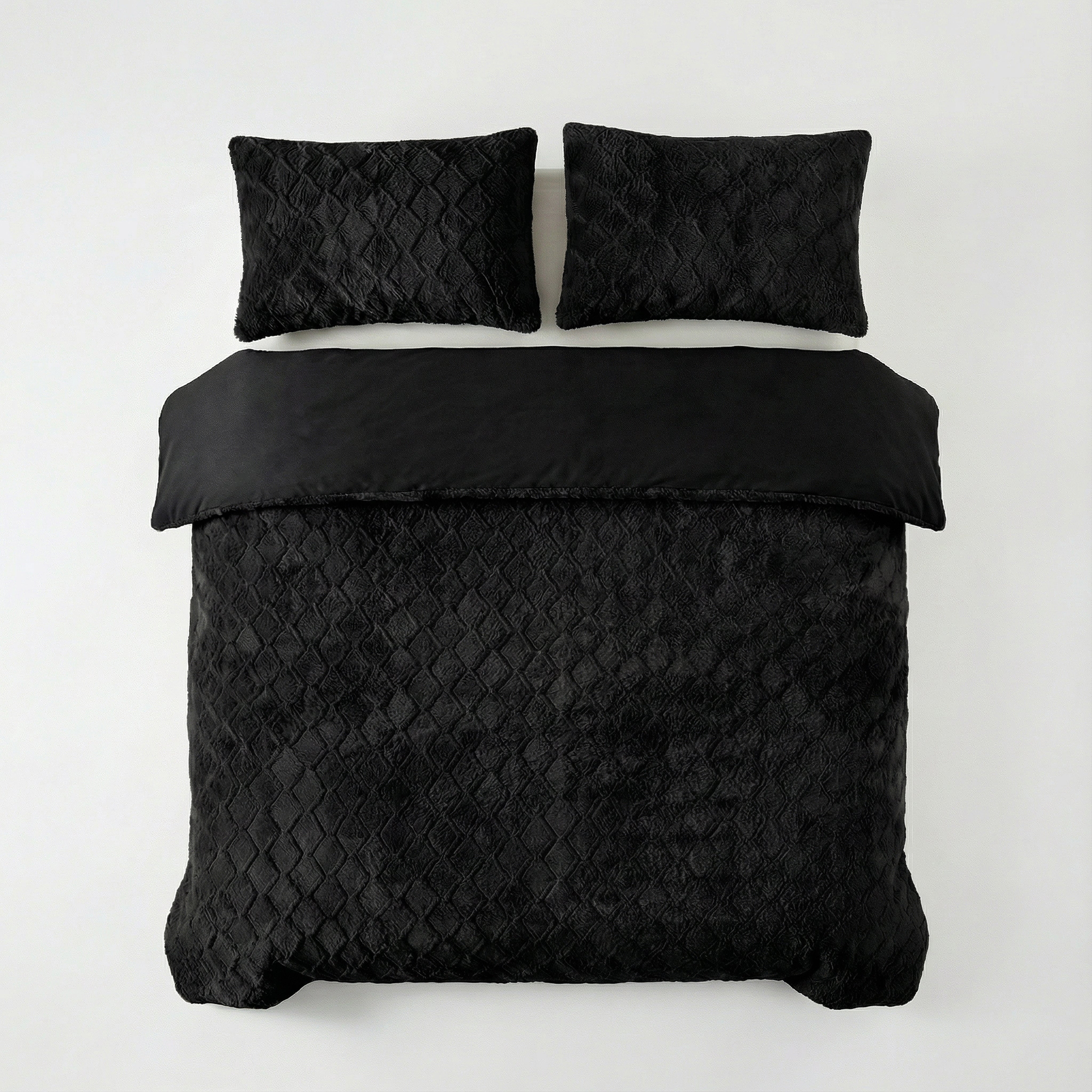 Faux Fur Syon Teddy Dekbedovertrek Zwart