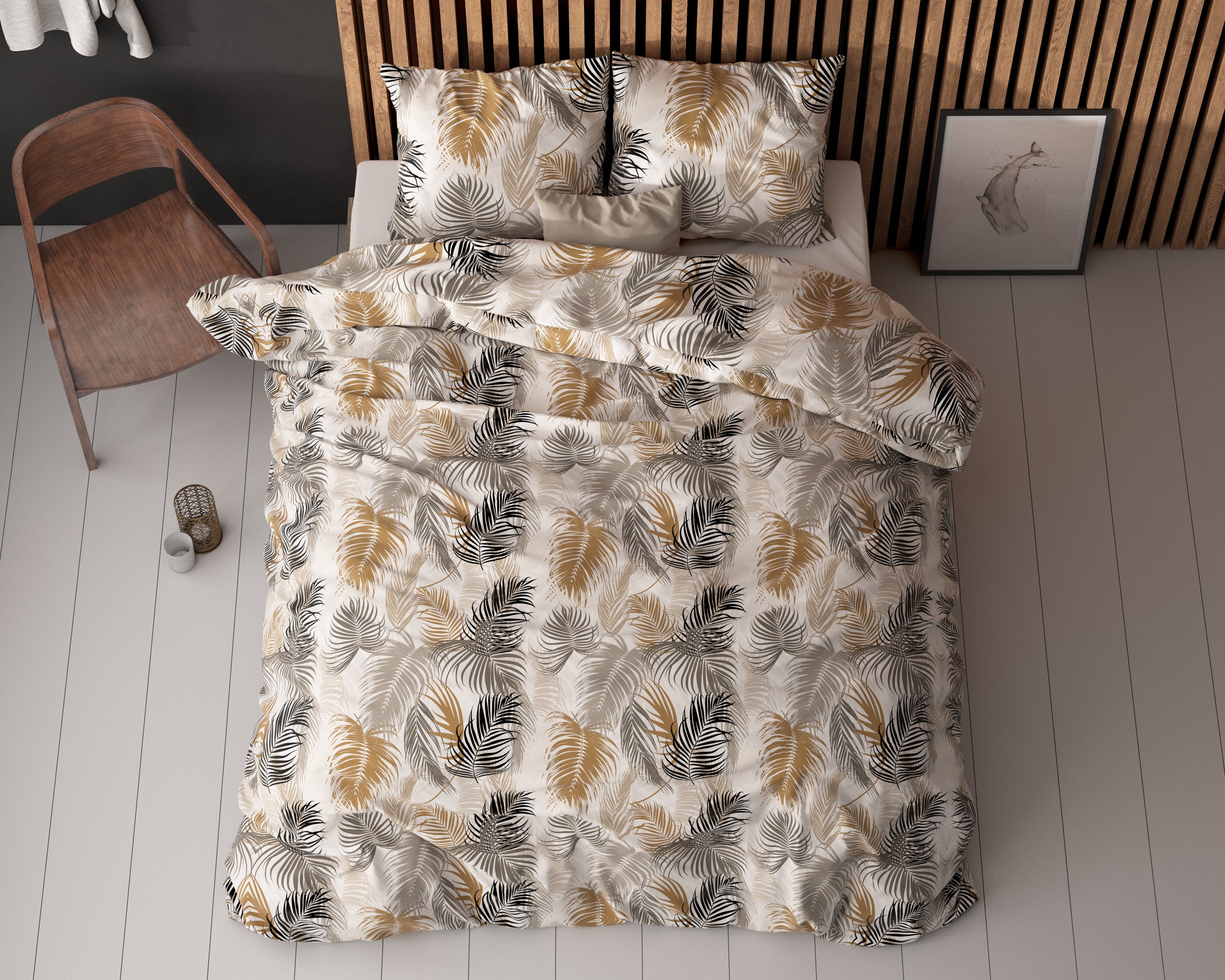 Feather District Dekbedovertrek Zand - Katoen geweven - Strijkvrij - Leuke prints