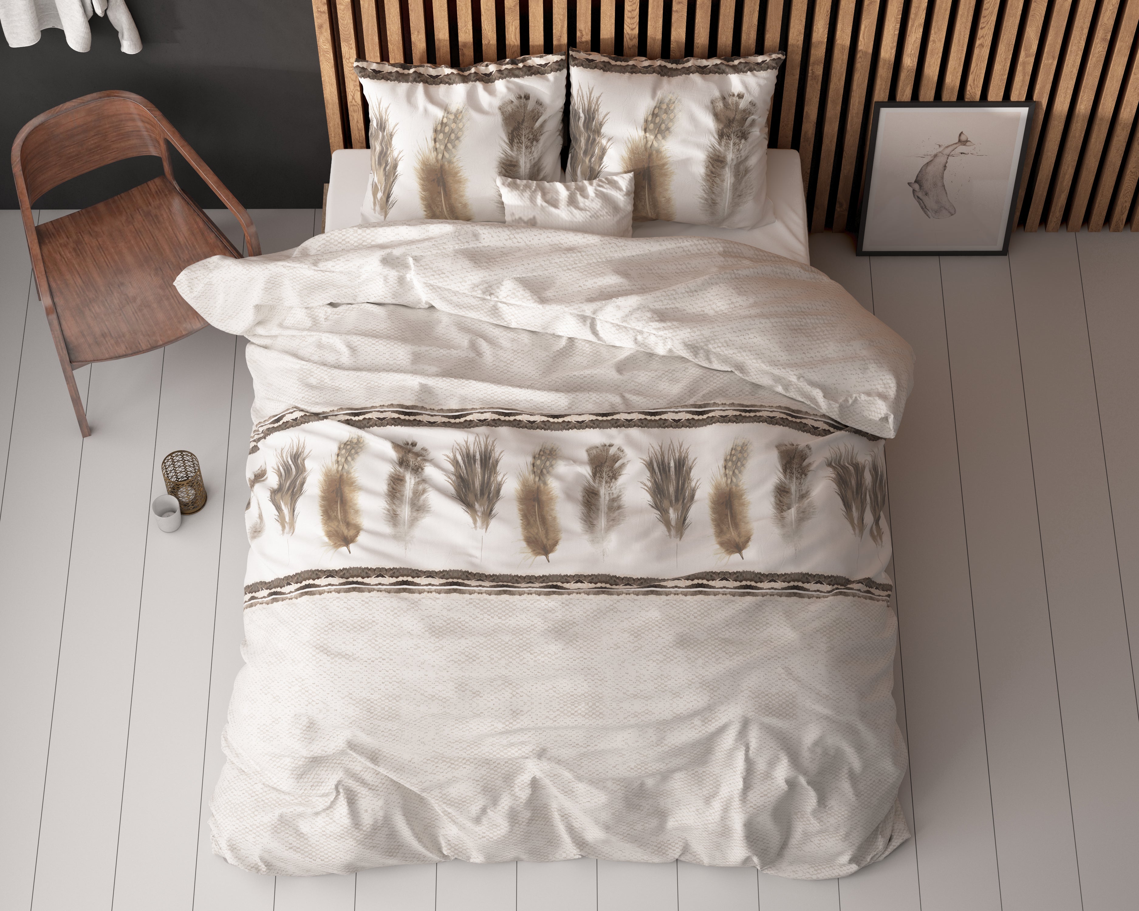 Feathers 3 Dekbedovertrek Grijs - Heerlijk warm - Leuke prints - Comfortabel zacht
