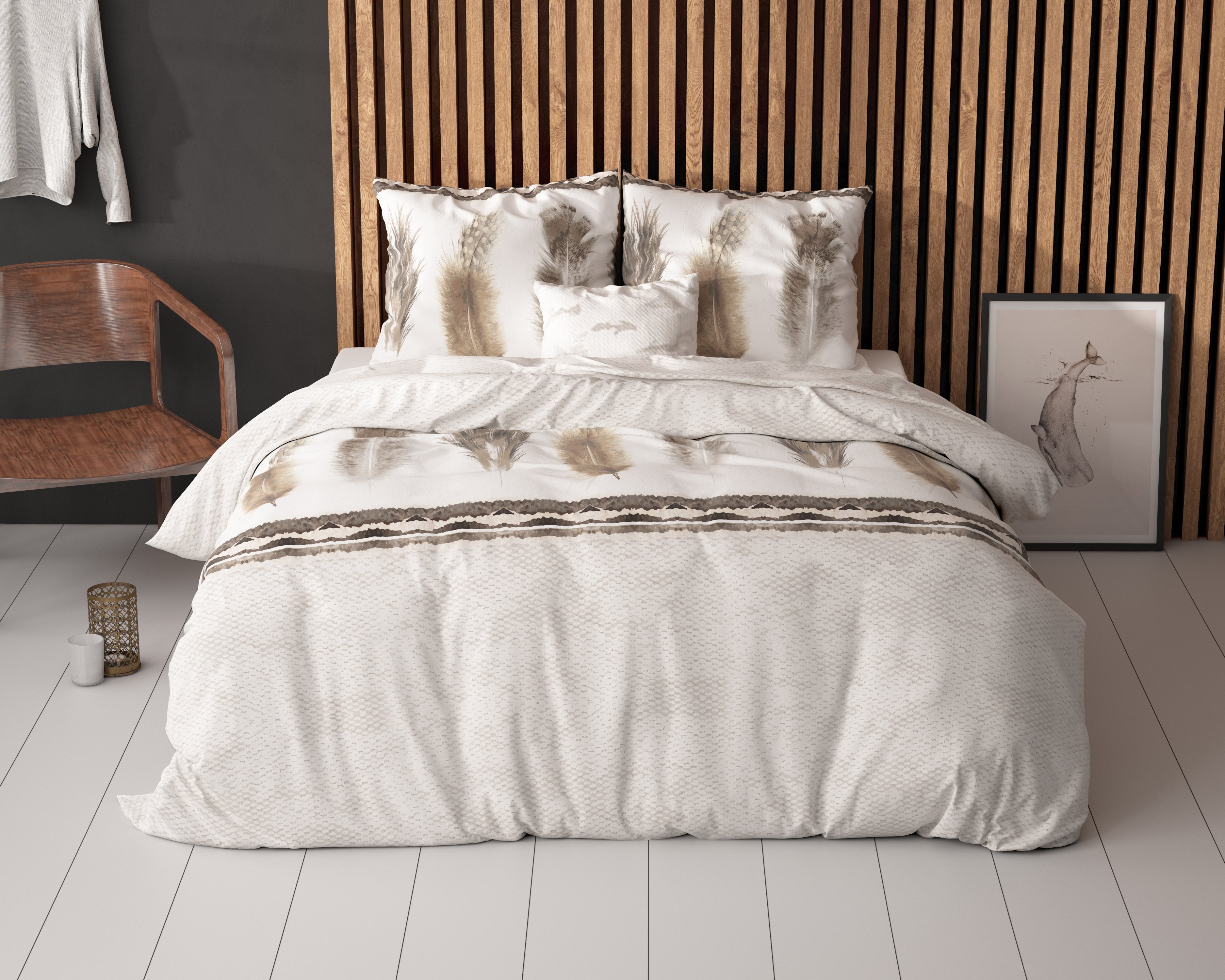 Feathers 3 Dekbedovertrek Grijs - Heerlijk warm - Leuke prints - Comfortabel zacht