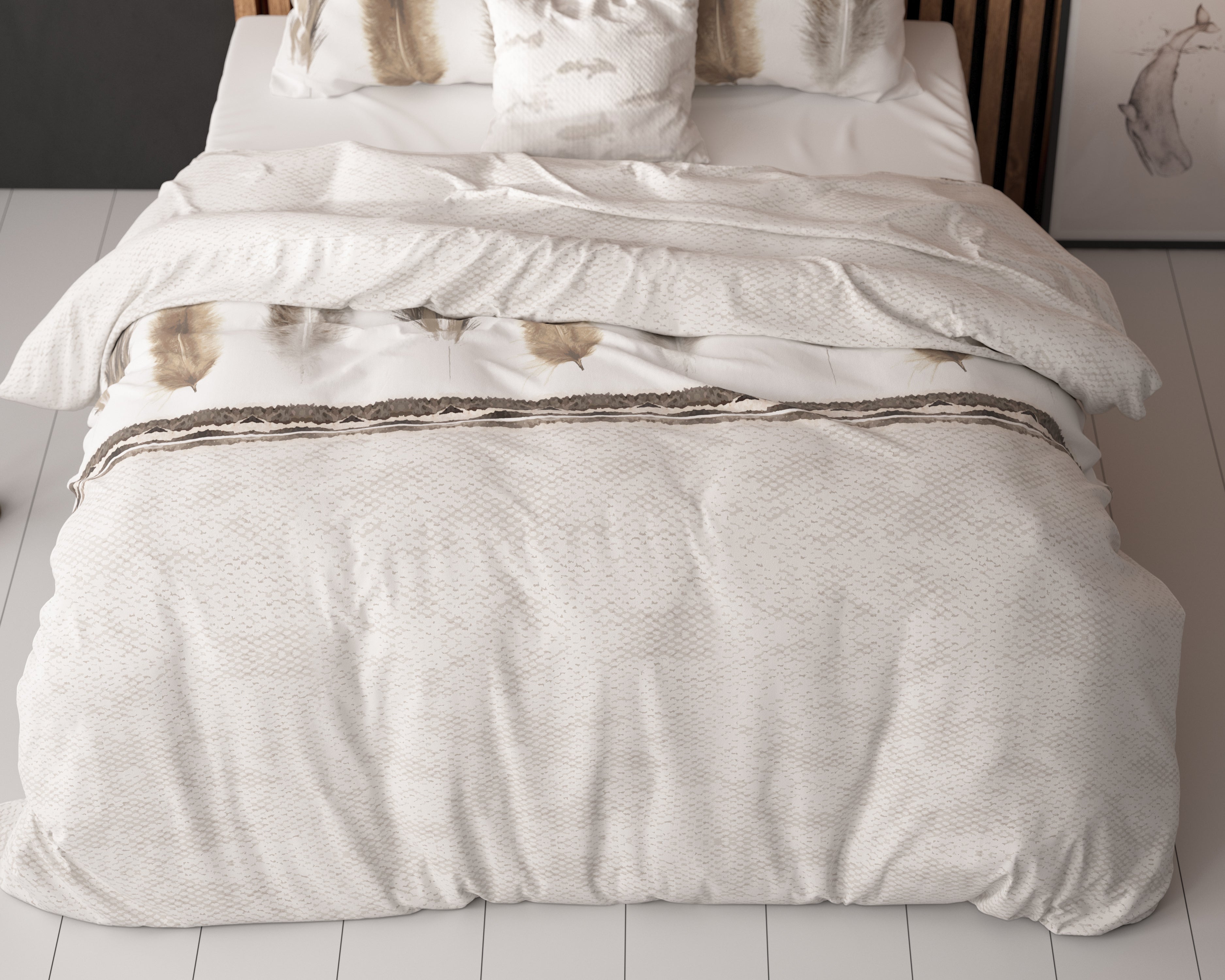 Feathers 3 Dekbedovertrek Grijs - Heerlijk warm - Leuke prints - Comfortabel zacht