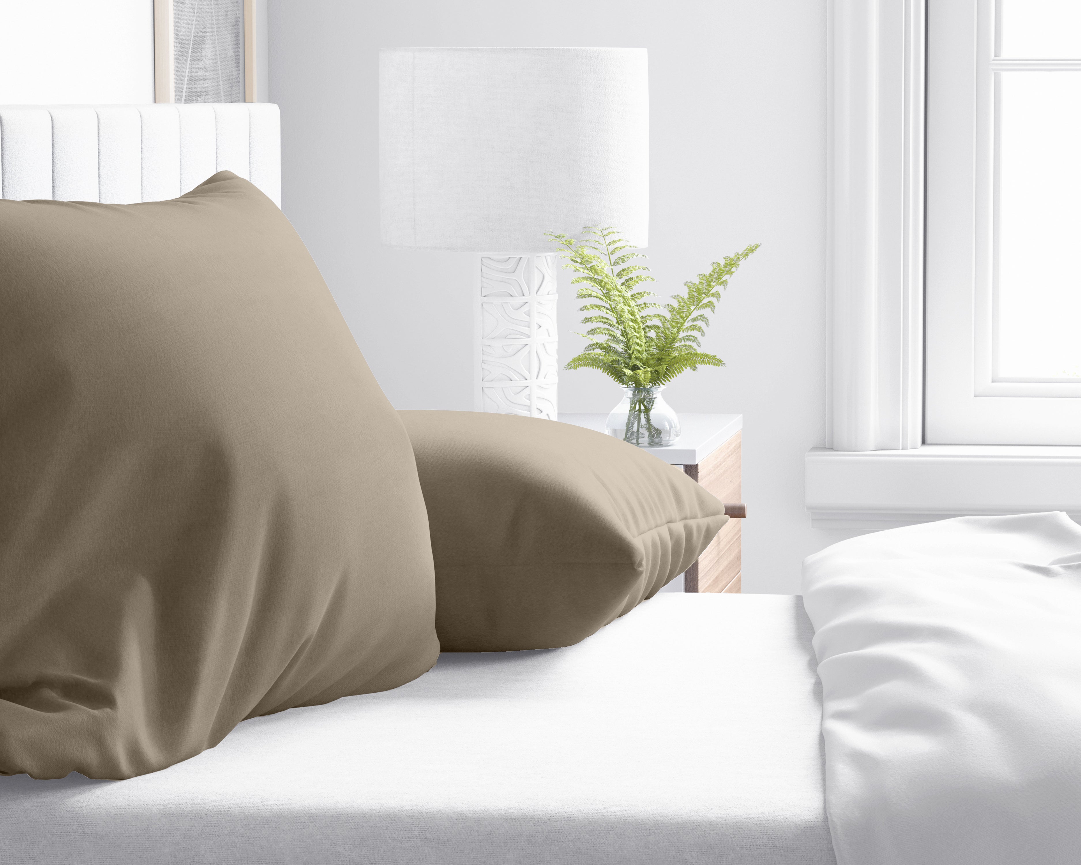 Flanel Kussenslopen Taupe (2-pack)