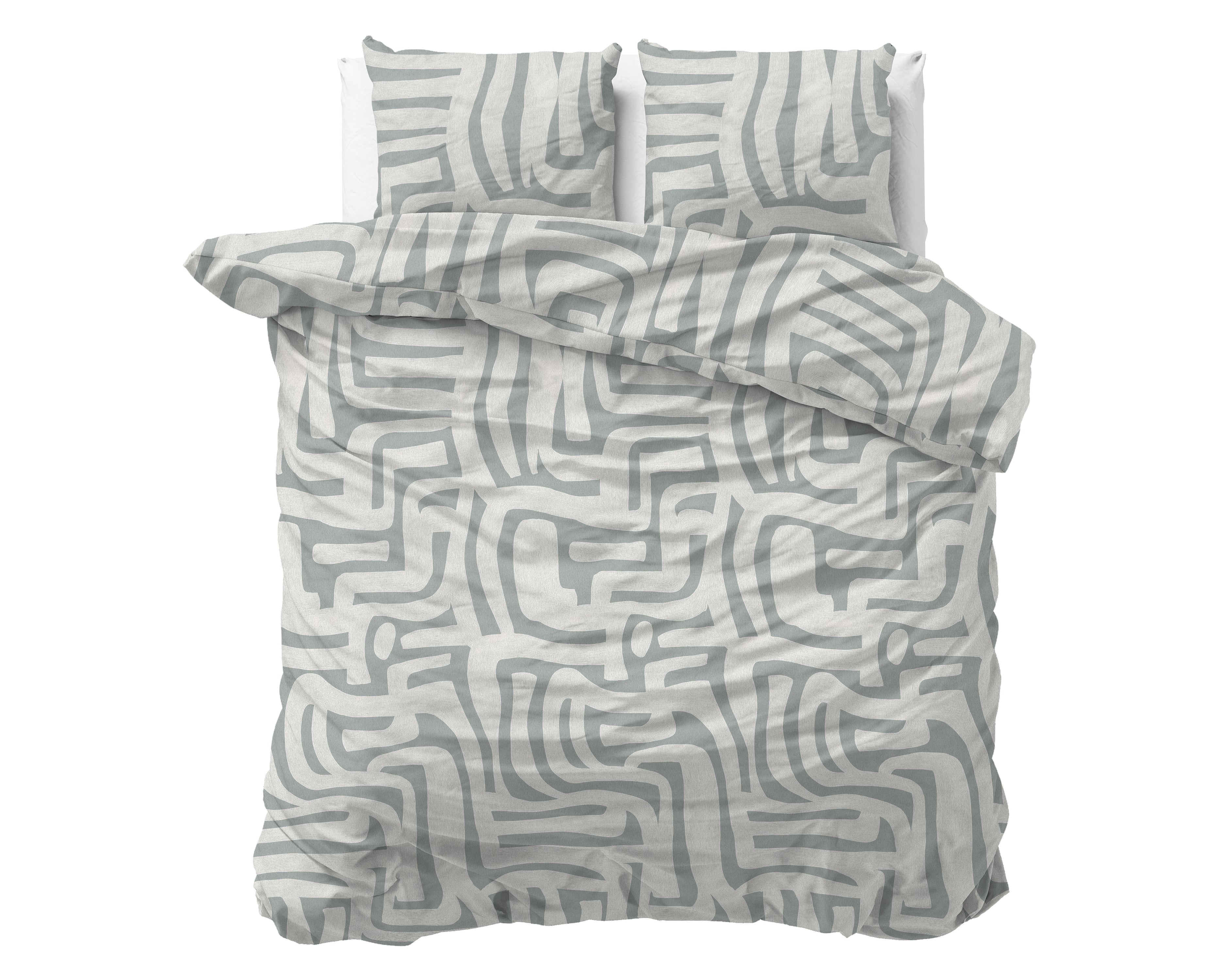 Flanel Dekbedovertrek Danis Groen/Grijs