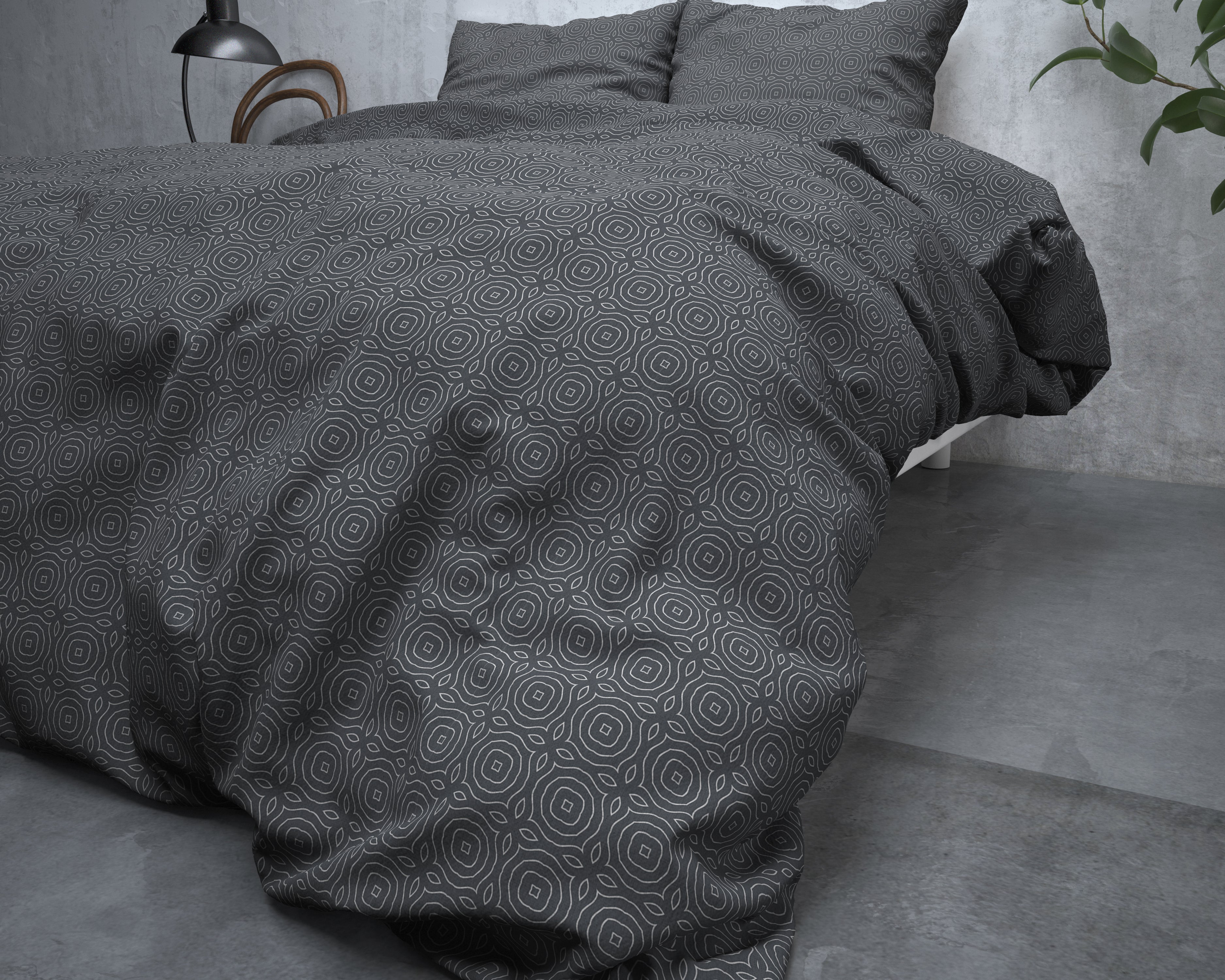 Flannel Duvet Cover Jason Anthracite - Wonderfully warm - Nice prints - Comfortably soft