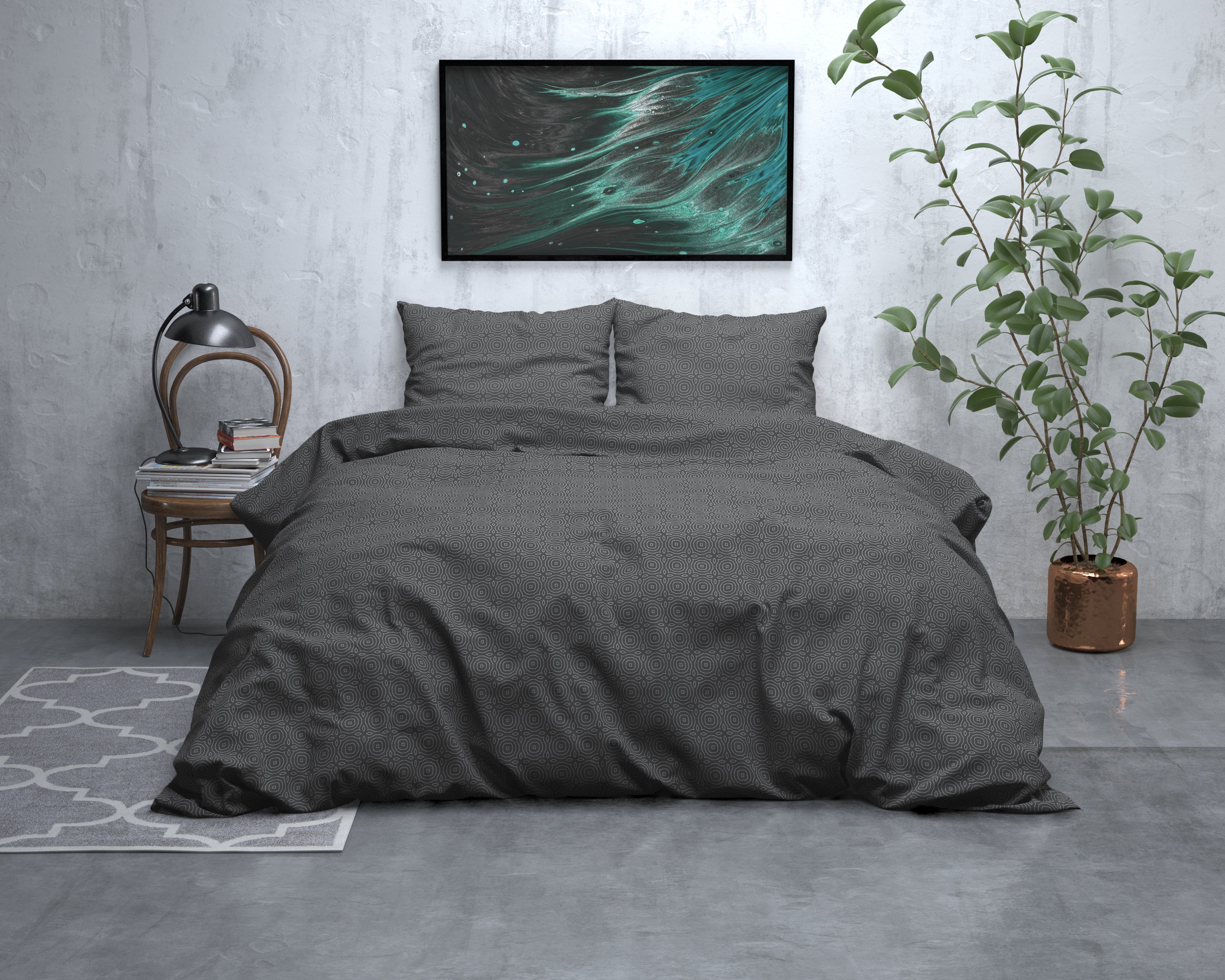 Flannel Duvet Cover Jason Anthracite - Wonderfully warm - Nice prints - Comfortably soft