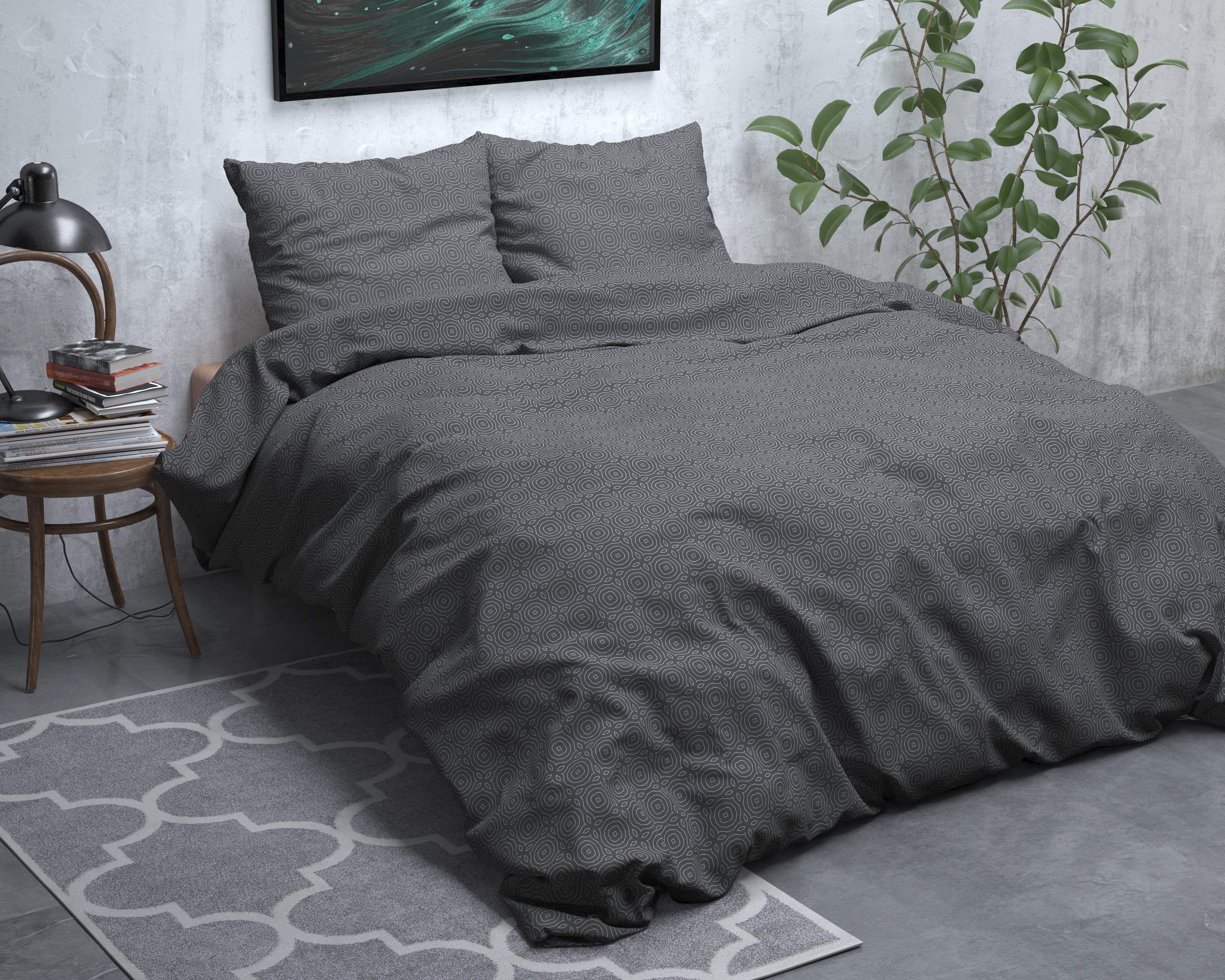 Flannel Duvet Cover Jason Anthracite - Wonderfully warm - Nice prints - Comfortably soft