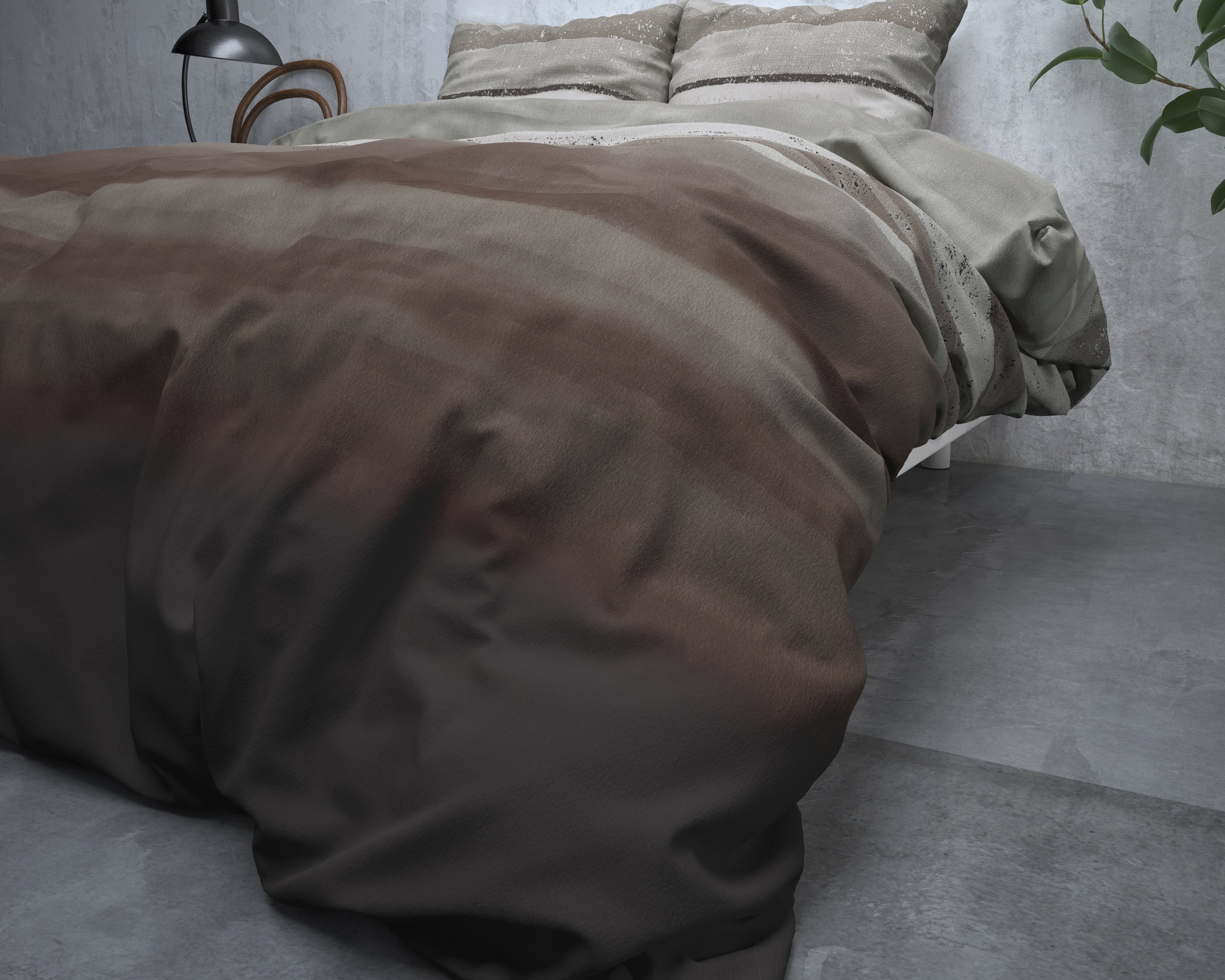 Flanel Dekbedovertrek Marcus Taupe - Heerlijk warm - Leuke prints - Comfortabel zacht