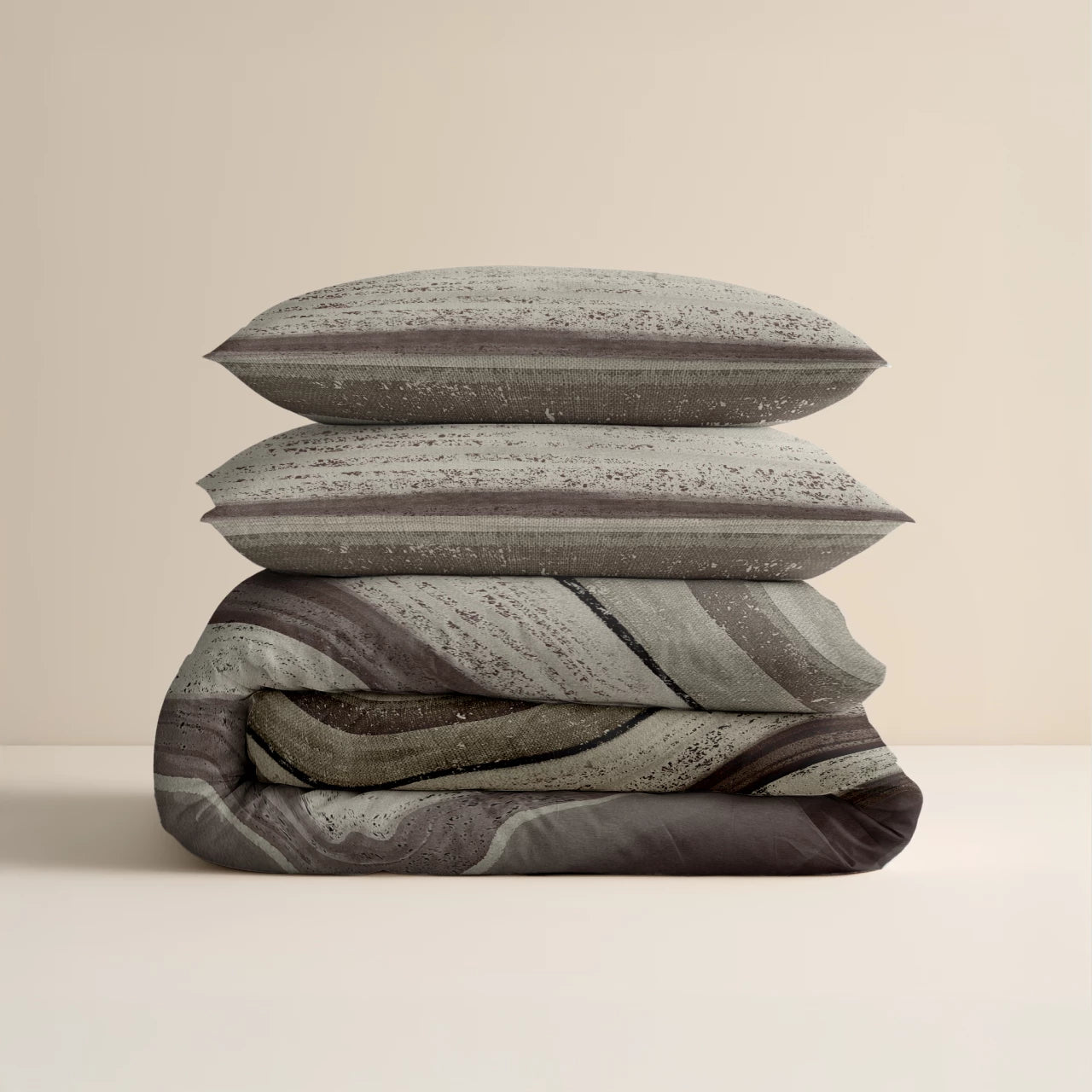 Flannel Duvet Cover Marcus Taupe - Wonderfully warm - Nice prints - Comfortably soft