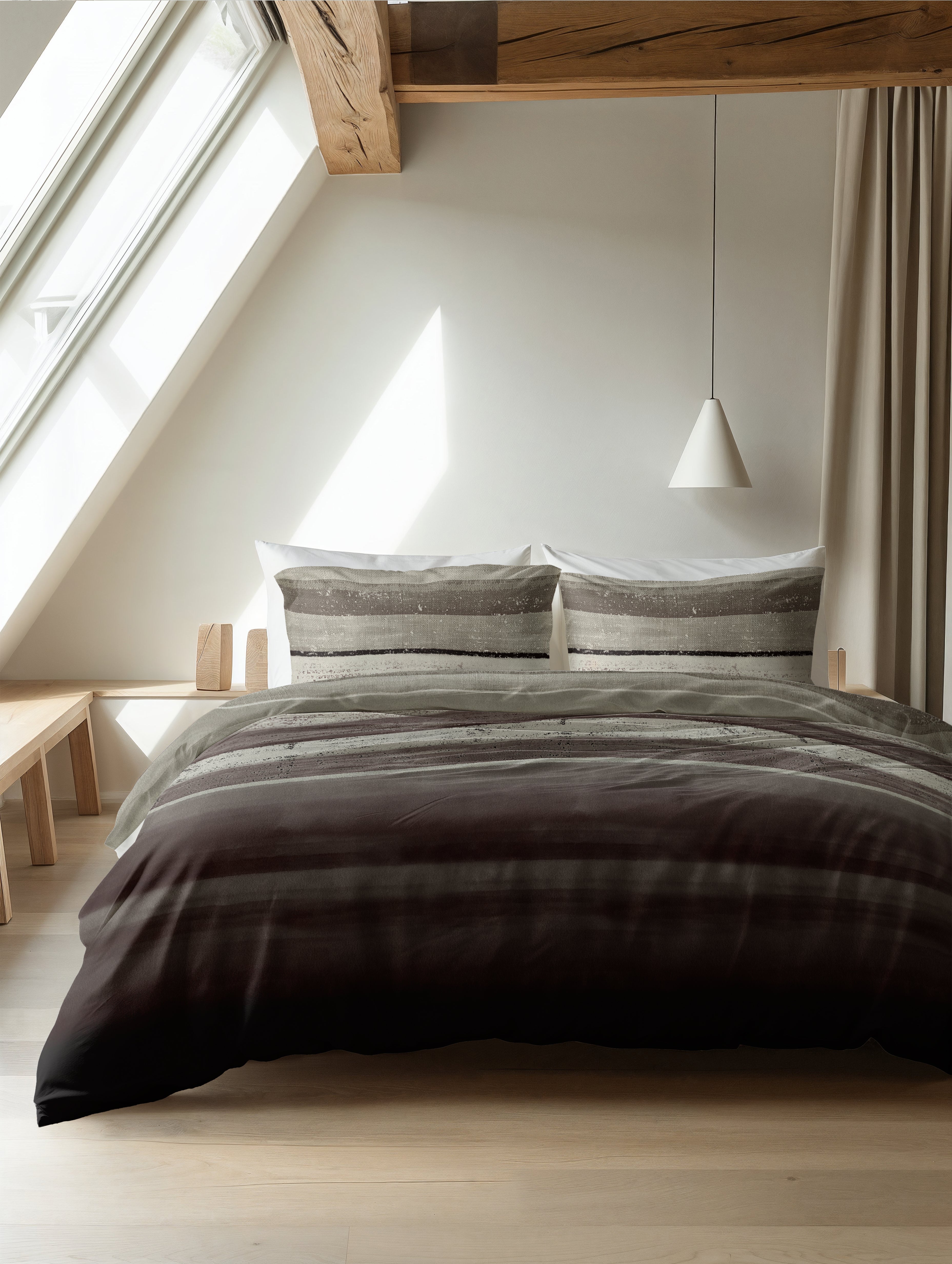 Flannel Duvet Cover Marcus Taupe - Wonderfully warm - Nice prints - Comfortably soft