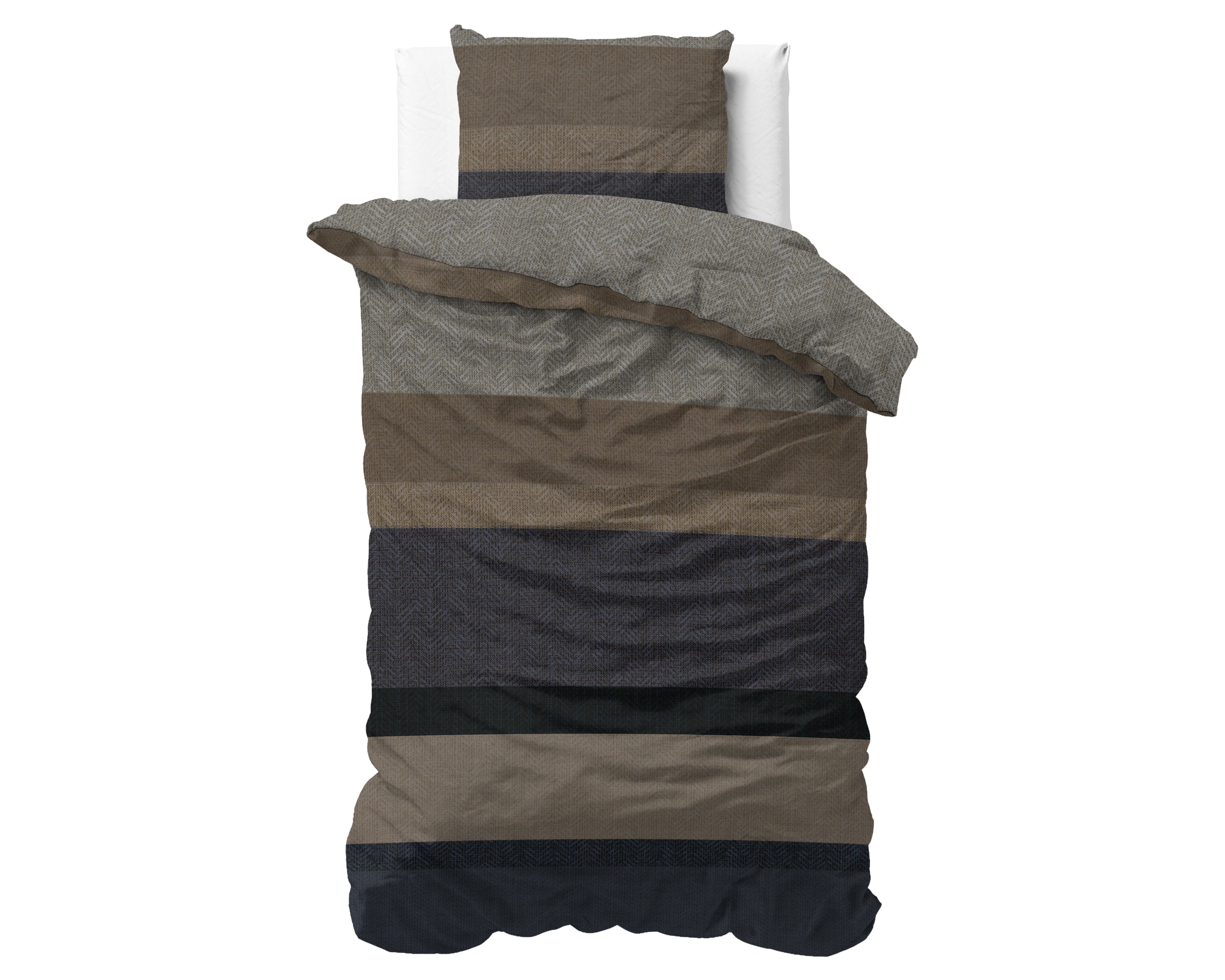 Flanel Dekbedovertrek Ravon Taupe/Antraciet