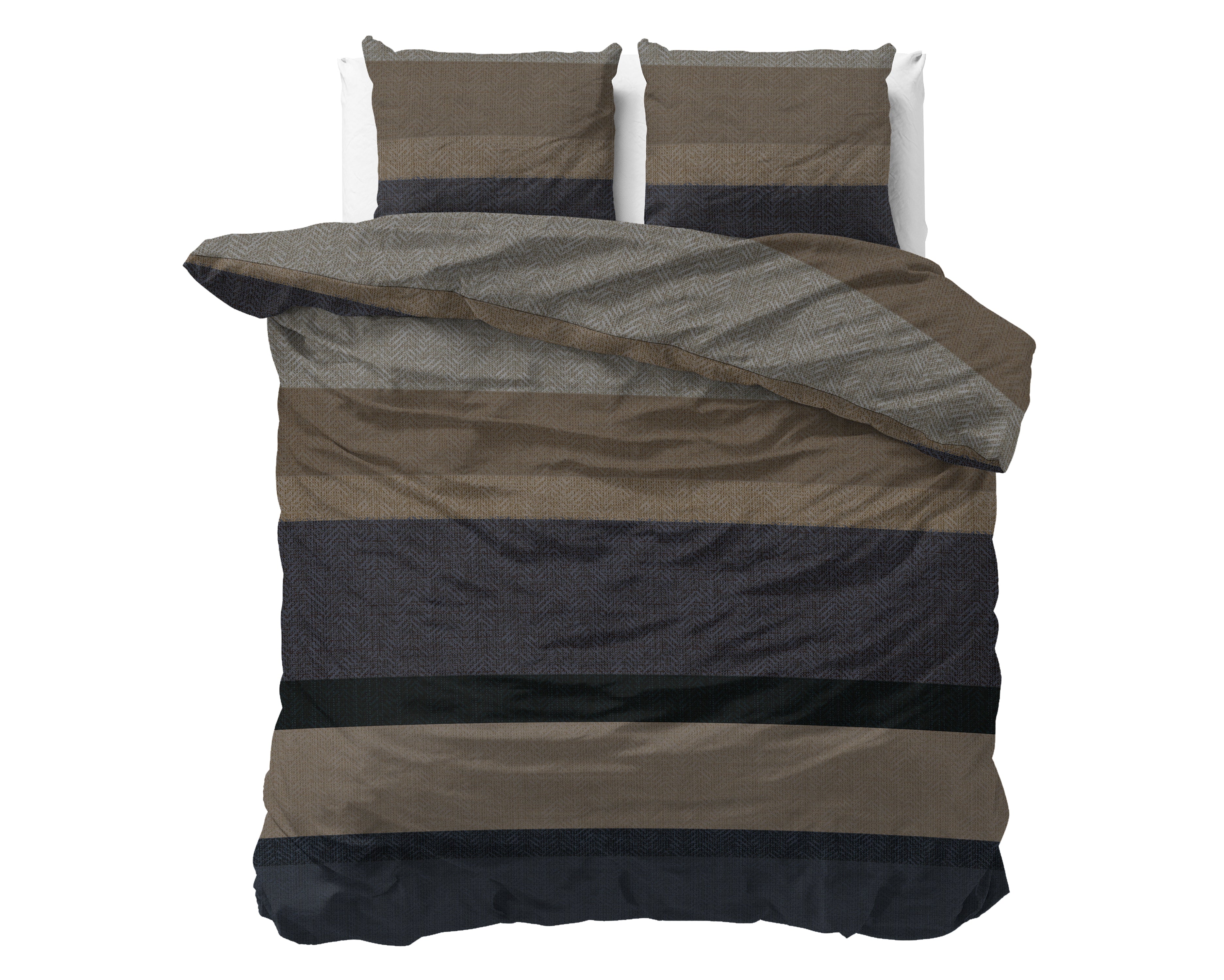 Flanel Dekbedovertrek Ravon Taupe/Antraciet