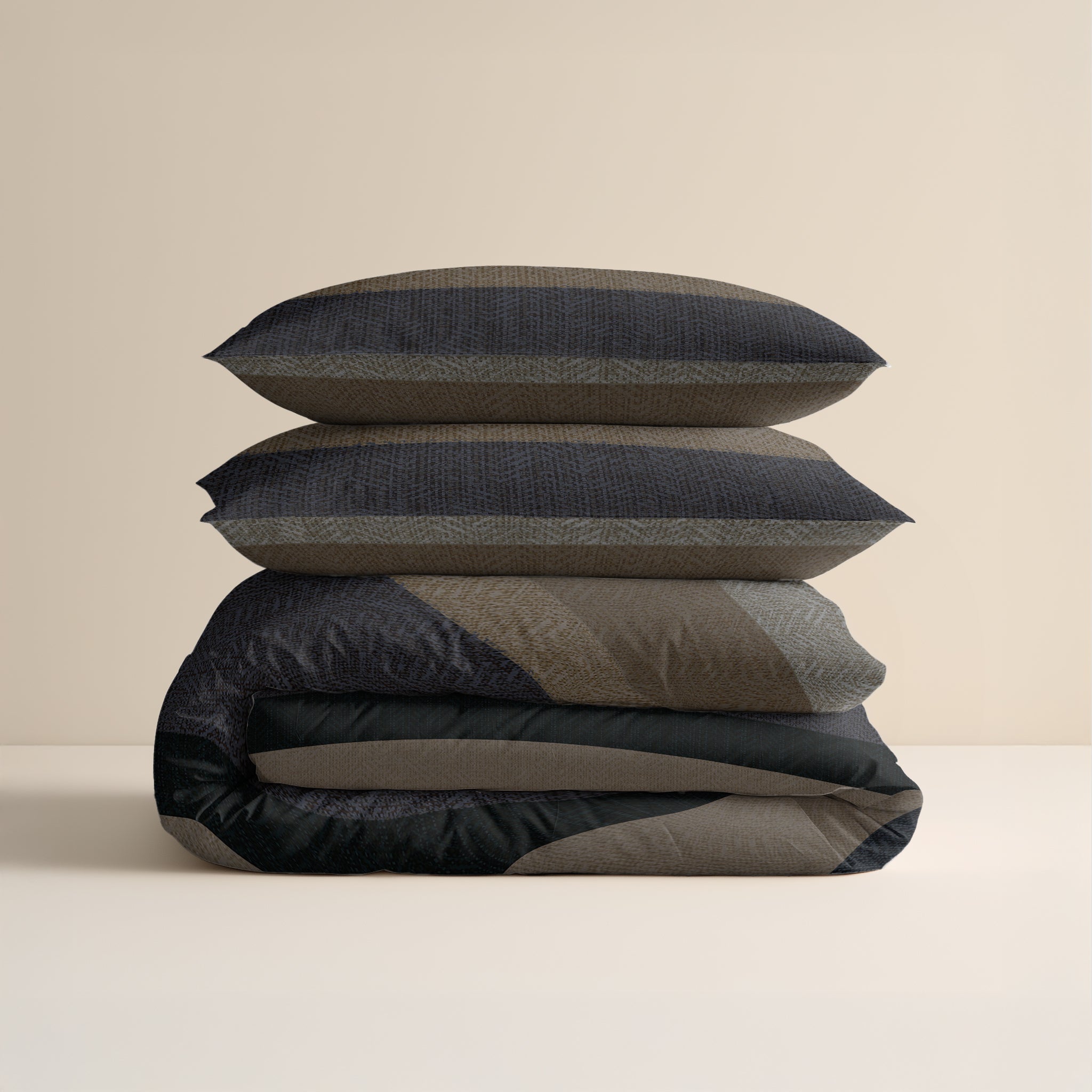 Flanel Dekbedovertrek Ravon Taupe/Antraciet