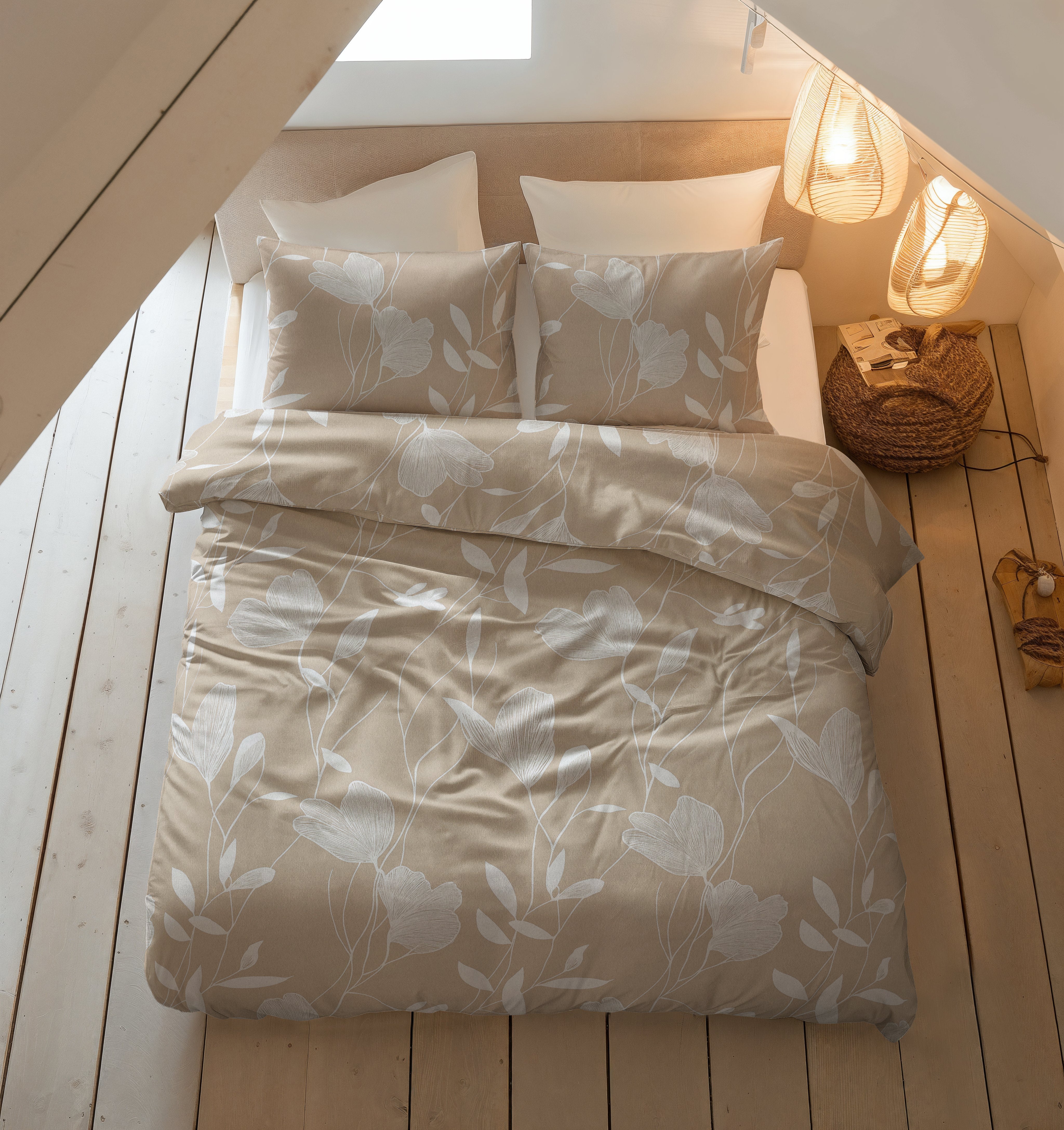 Flanel Dekbedovertrek Serenity Beige/Zand