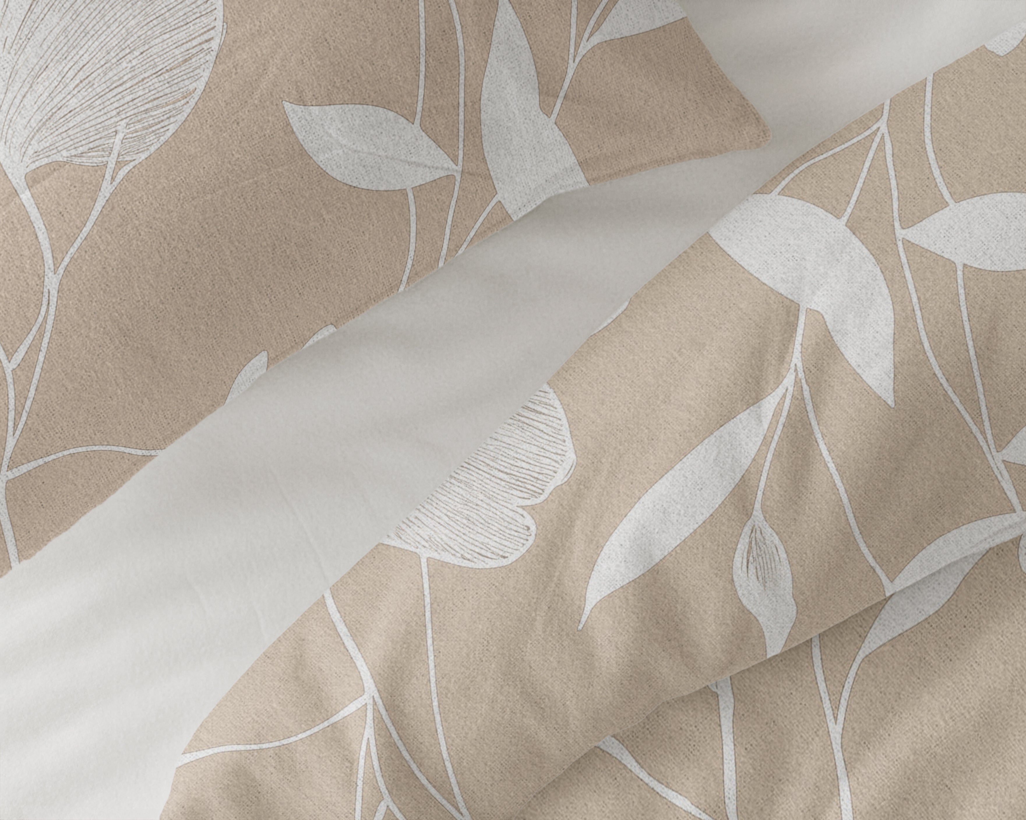 Flanel Dekbedovertrek Serenity Beige/Zand