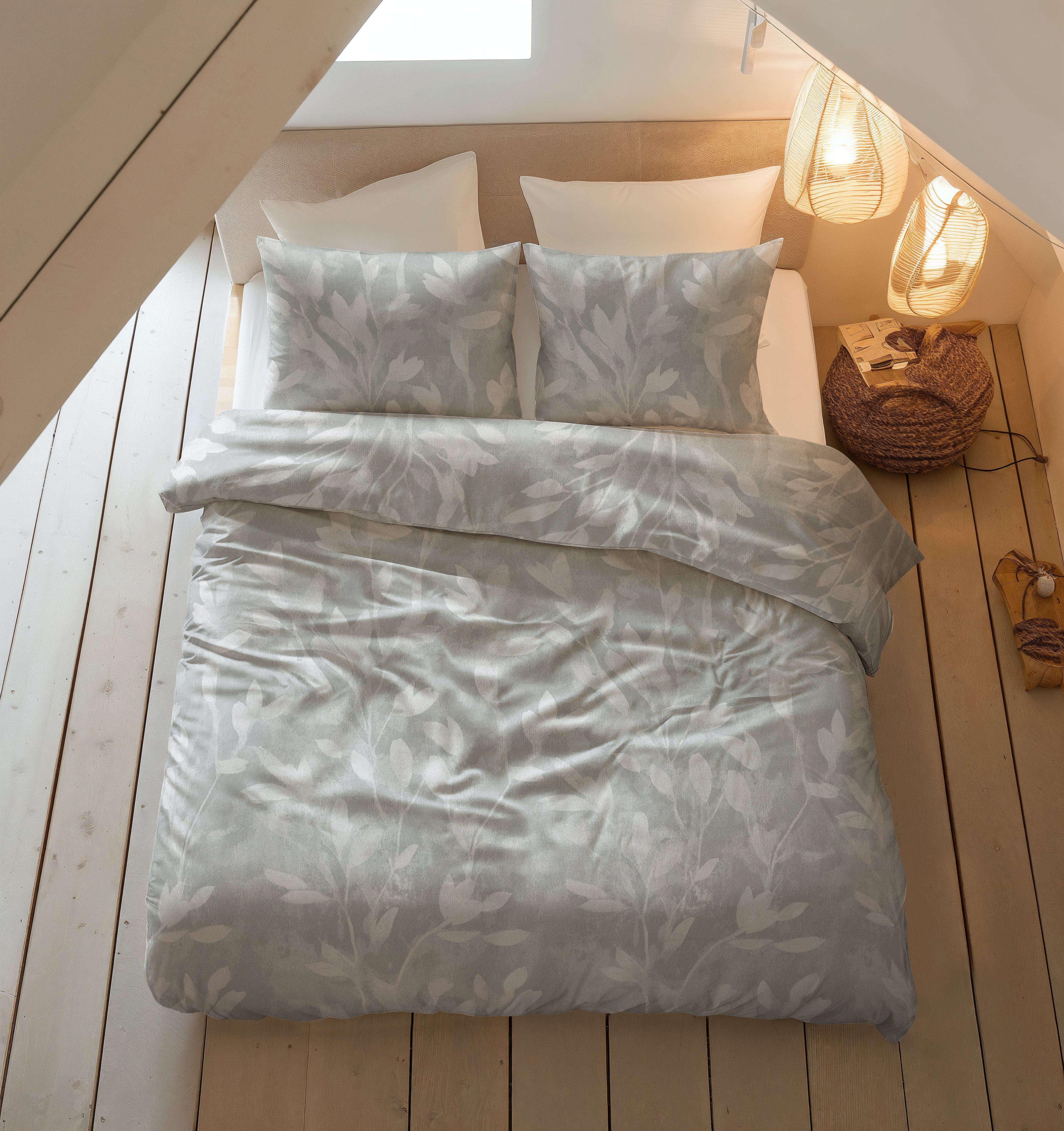 Flanel Dekbedovertrek Rosa Grijs