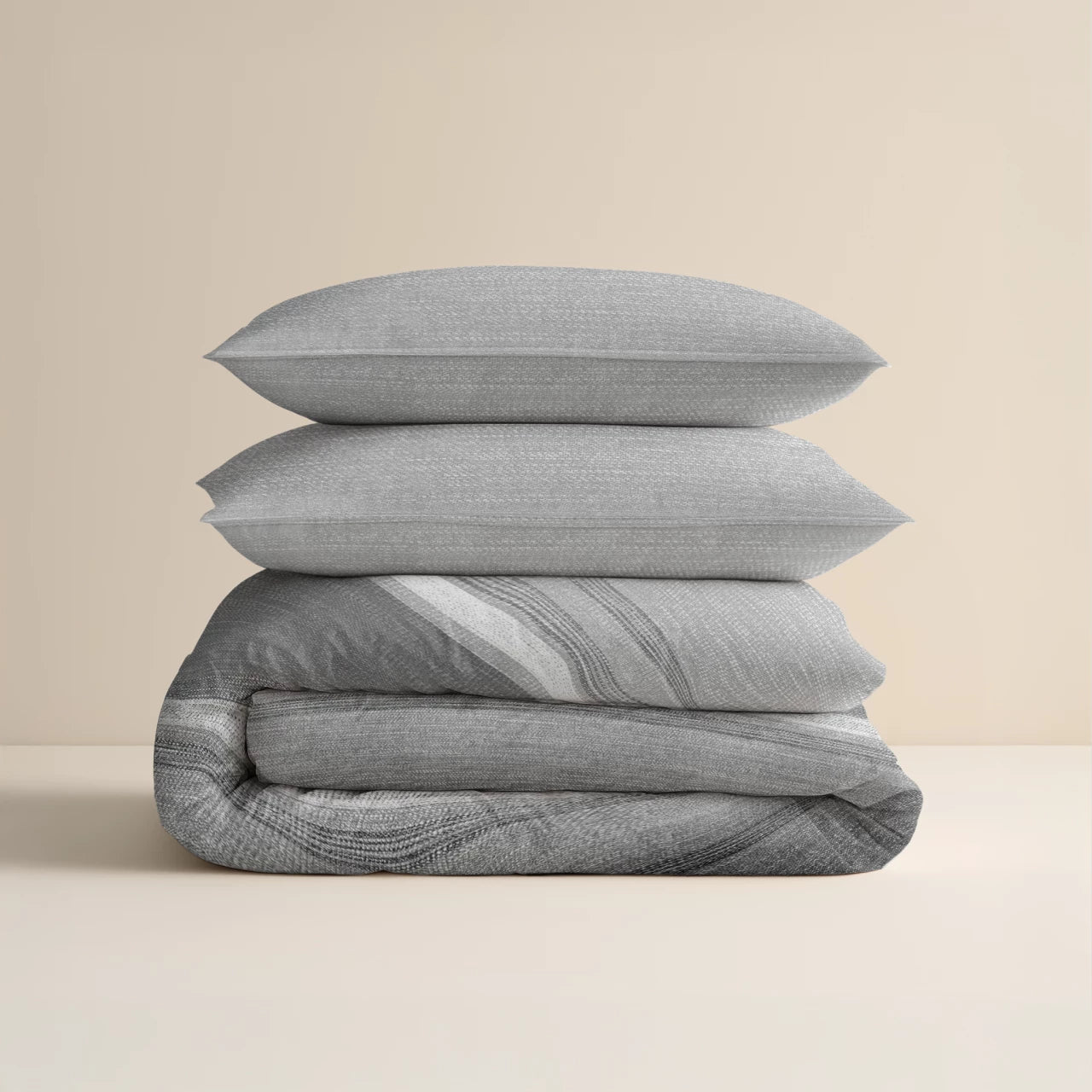 Flannel Duvet Cover Stone Stripe Gray - Wonderfully warm - Nice prints - Comfortably soft