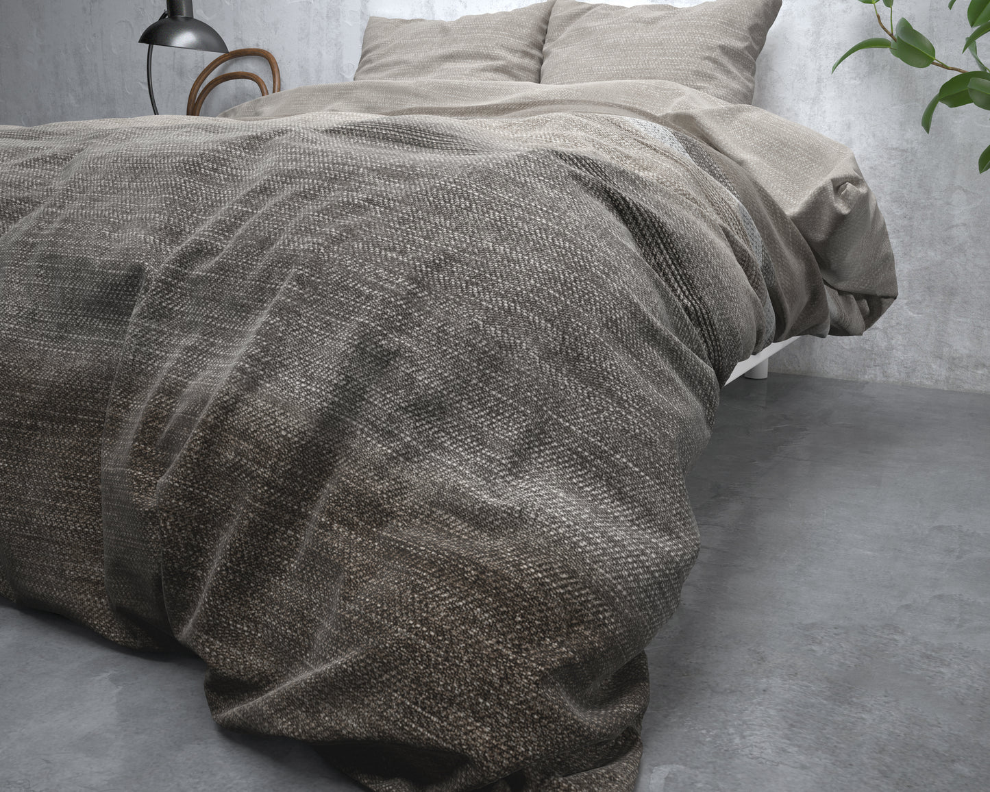 Flanel Dekbedovertrek Stone Stripe Taupe - Heerlijk warm - Leuke prints - Comfortabel zacht