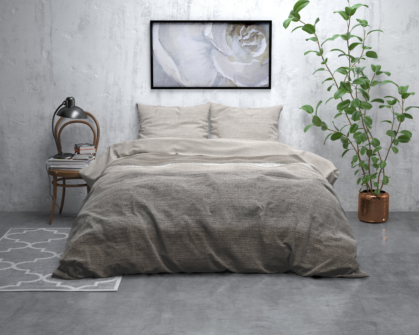 Flanel Dekbedovertrek Stone Stripe Taupe - Heerlijk warm - Leuke prints - Comfortabel zacht