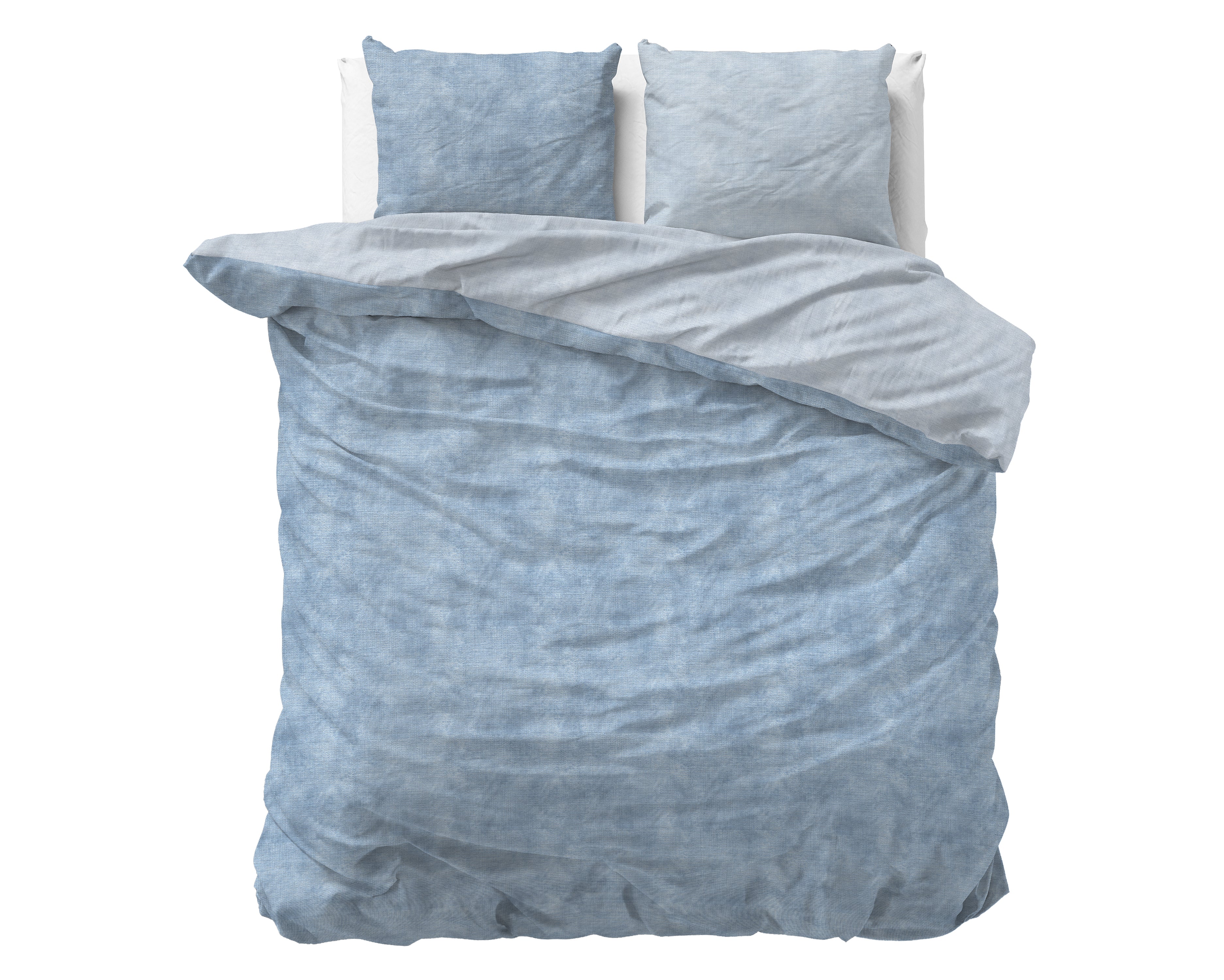 Flannel Duvet Cover Washed Cotton Blue - Wonderfully warm - Nice prints - Comfortably soft