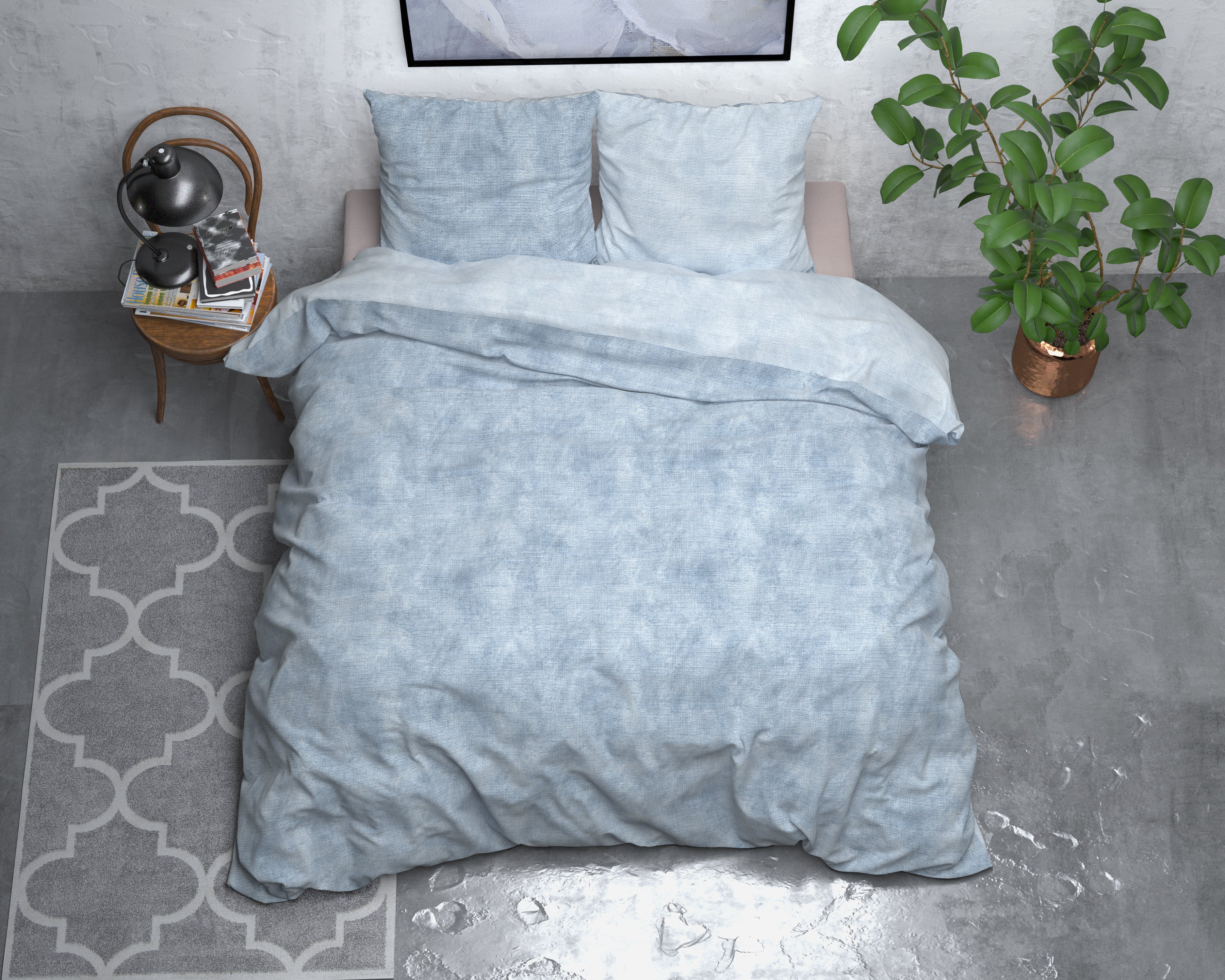 Flannel Duvet Cover Washed Cotton Blue - Wonderfully warm - Nice prints - Comfortably soft